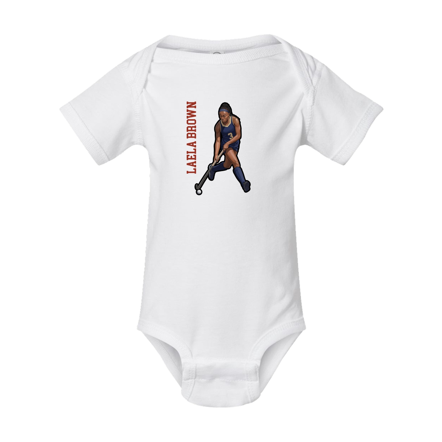 Baby Onesie — Name Vertical in White