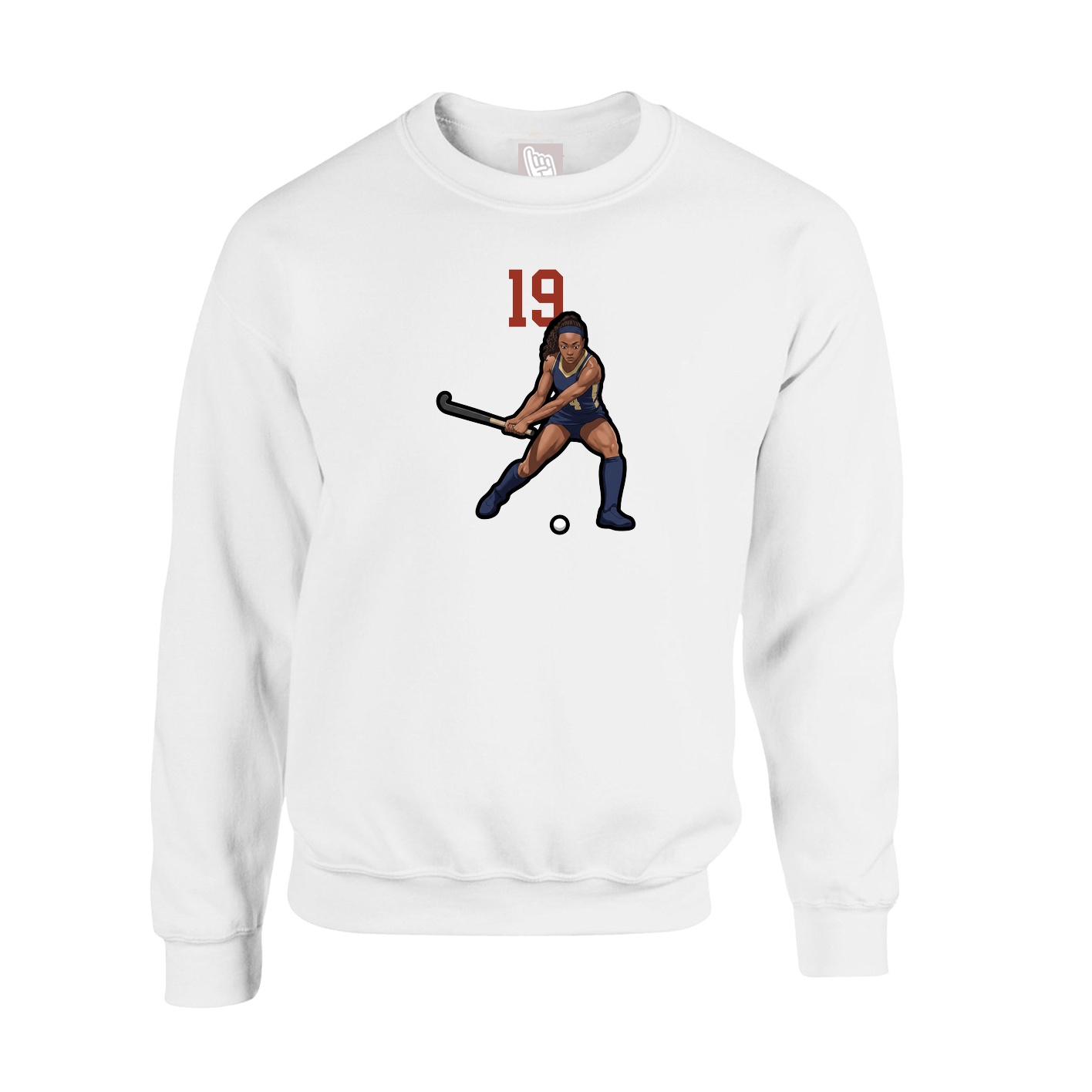 Fleece Crew — Number Top in White