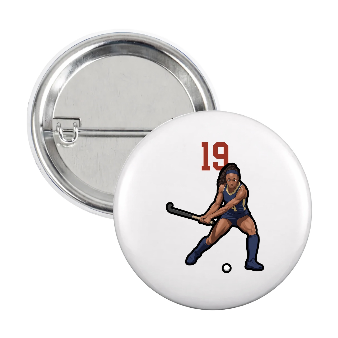 Game Day Button — Number Top in White
