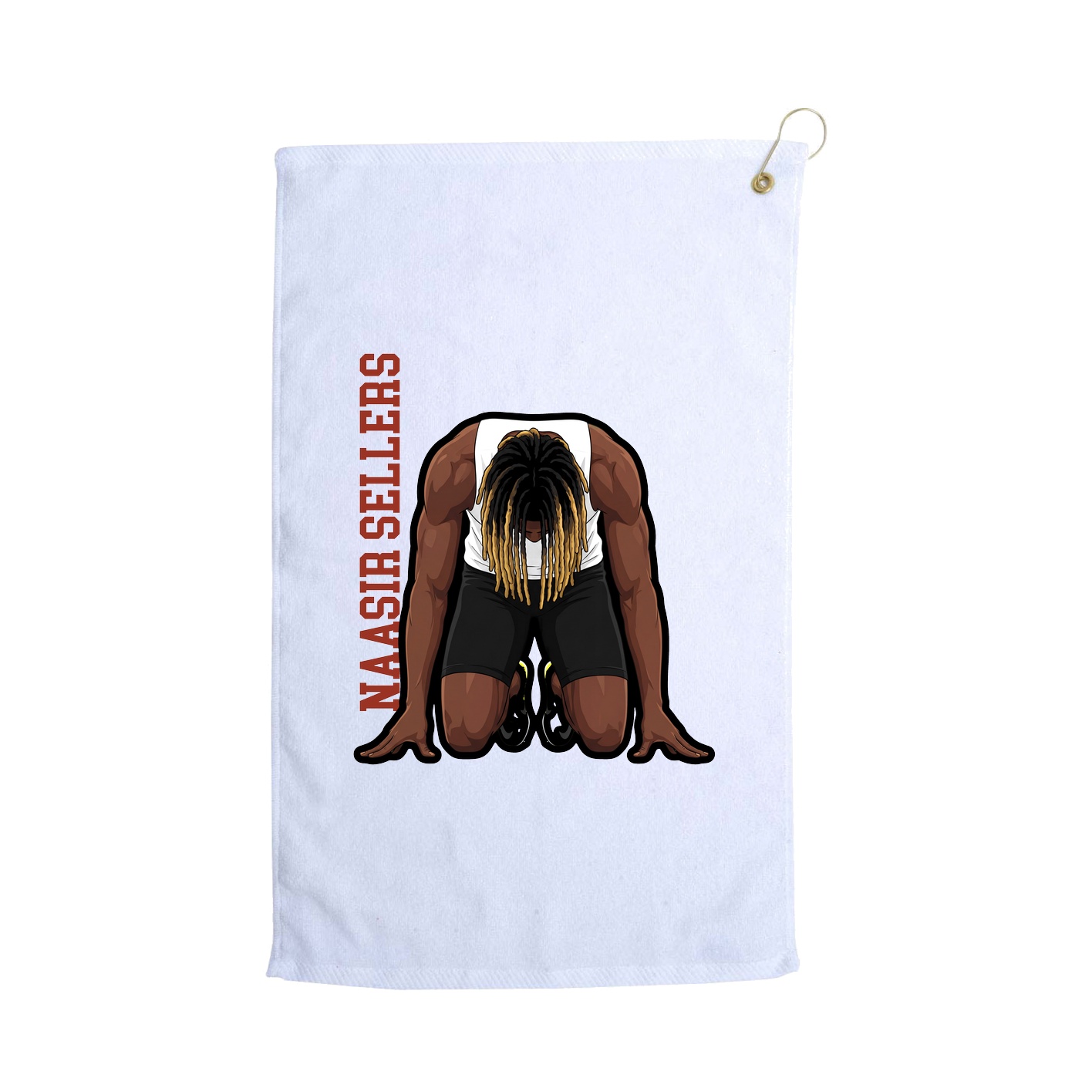 Golf Towel — Name Vertical in White