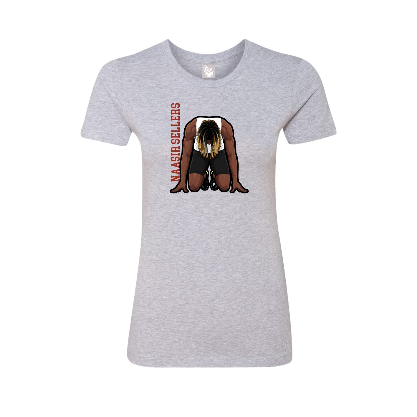 Fitted Women's Tee — Name Vertical in Grey