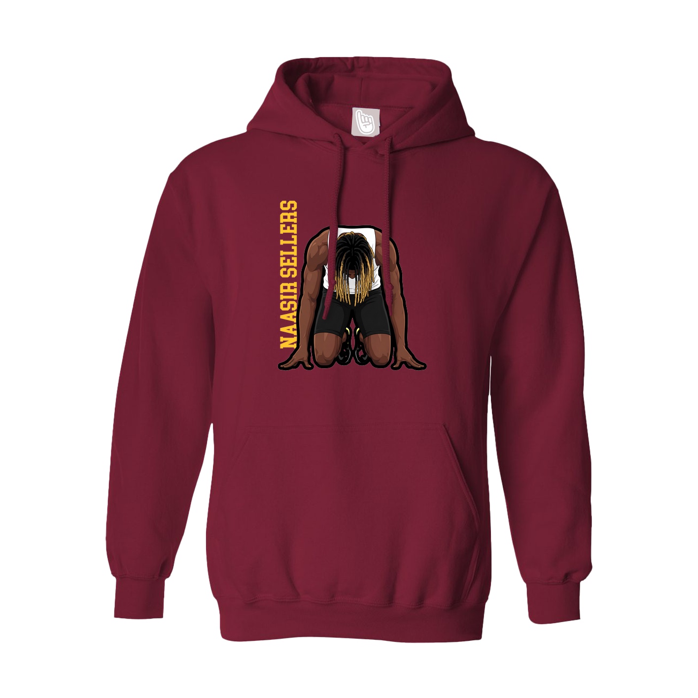 Hoodie — Name Vertical in Cardinal