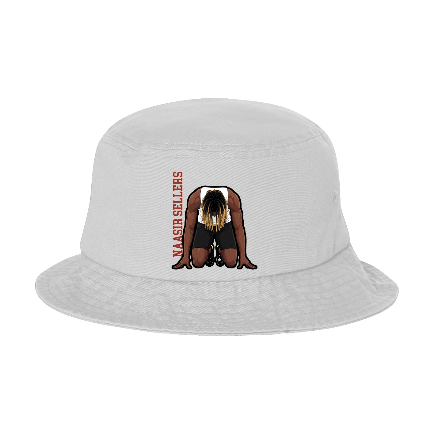 Bucket Cap — Name Vertical in White