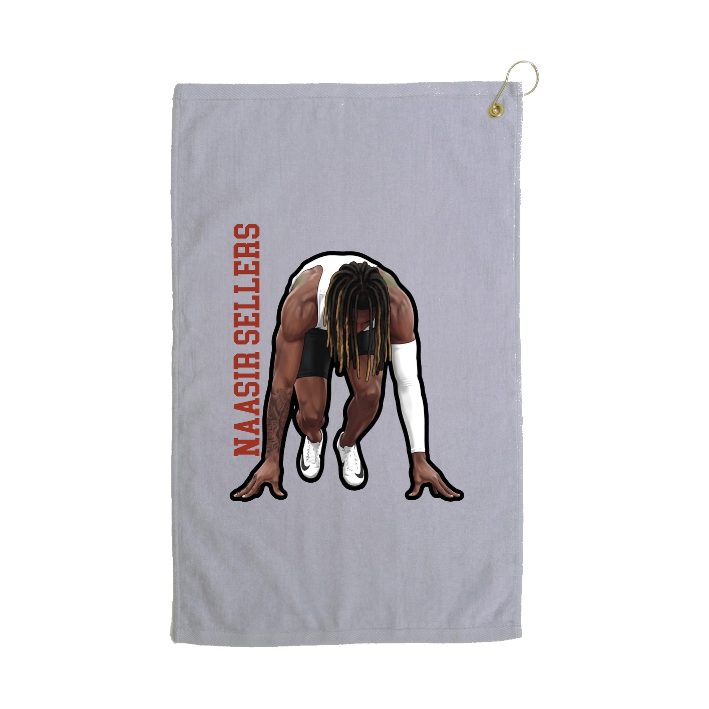 Golf Towel — Name Vertical in Grey