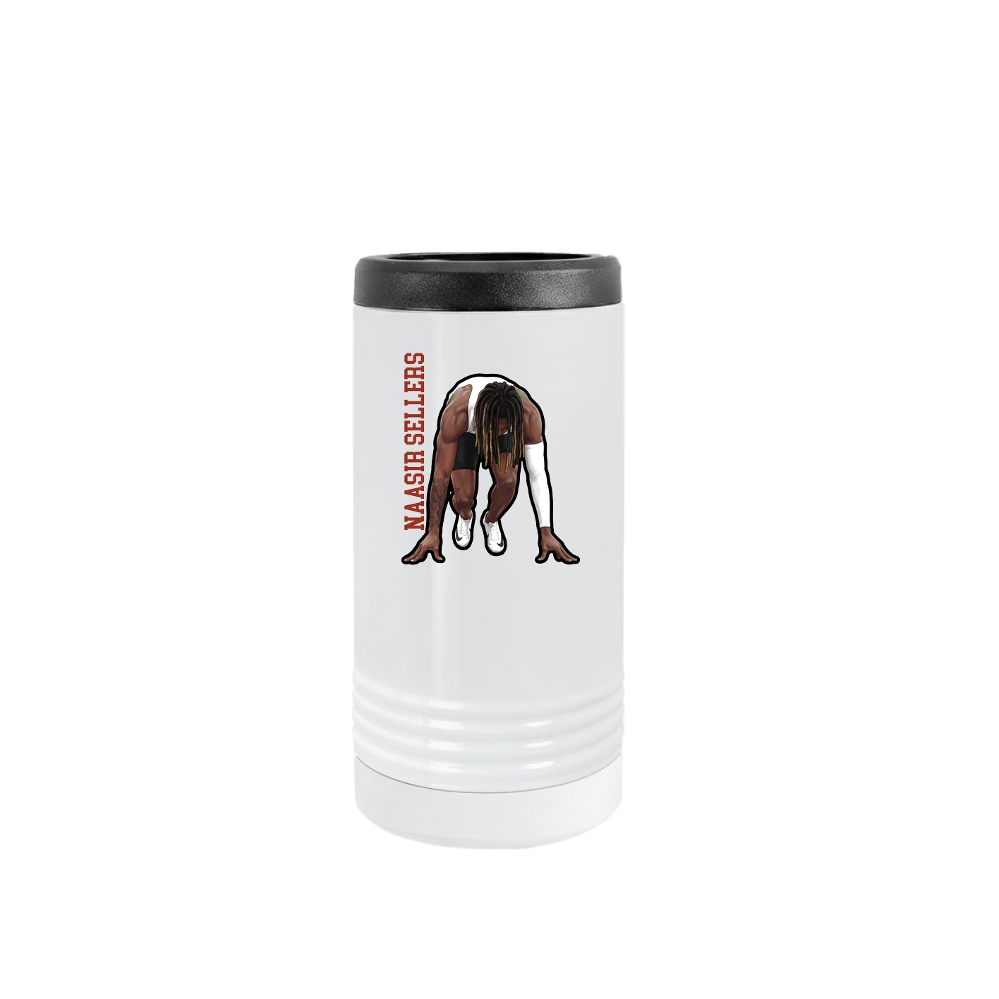 Slim Beverage Holder — Name Vertical in White