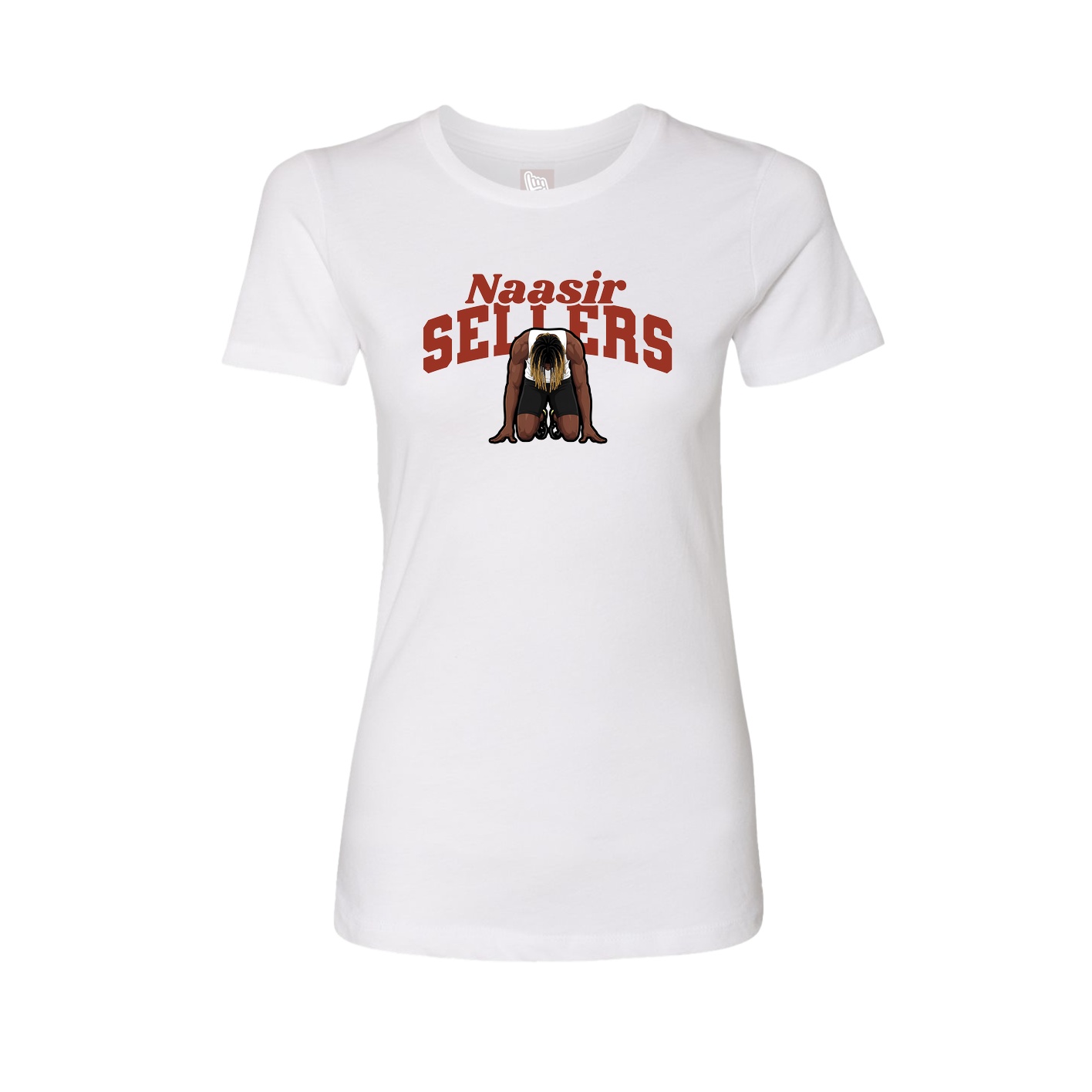 Fitted Women's Tee — Signature Arch in White