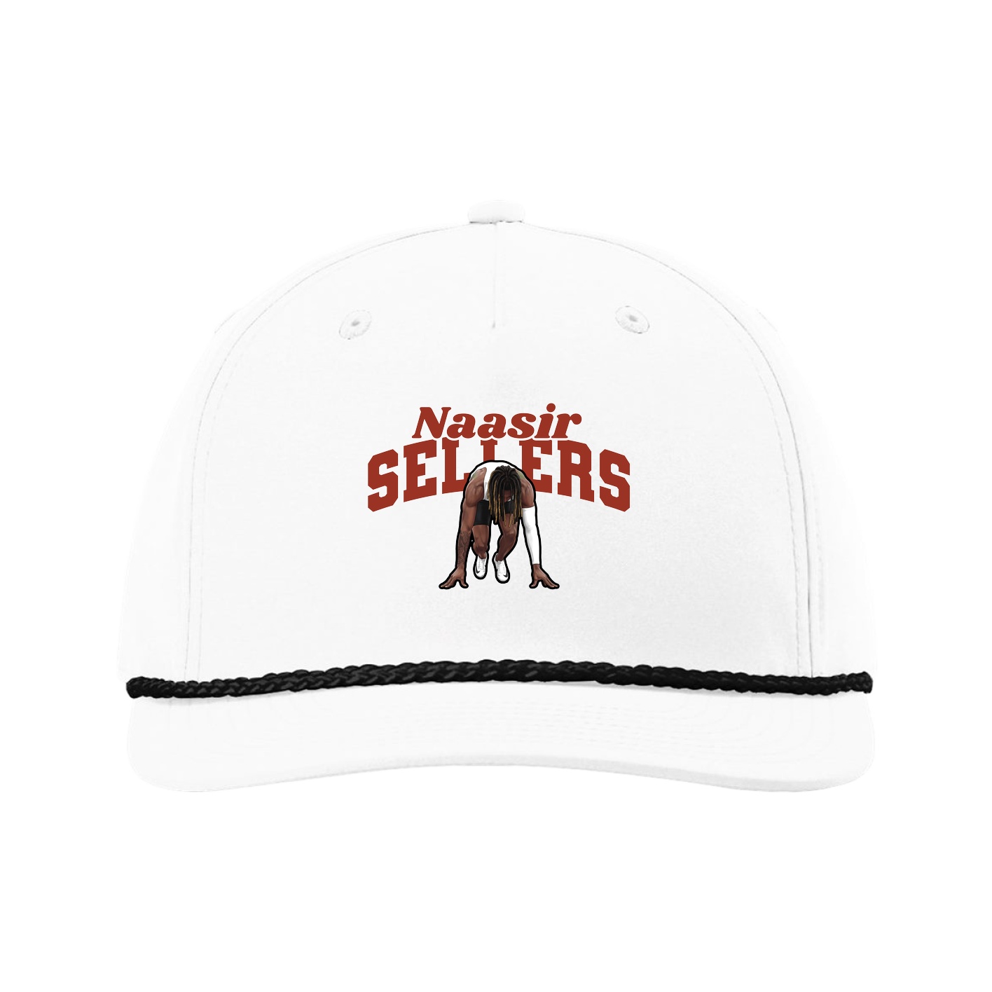 Five-Panel Classic Rope Cap — Signature Arch in White
