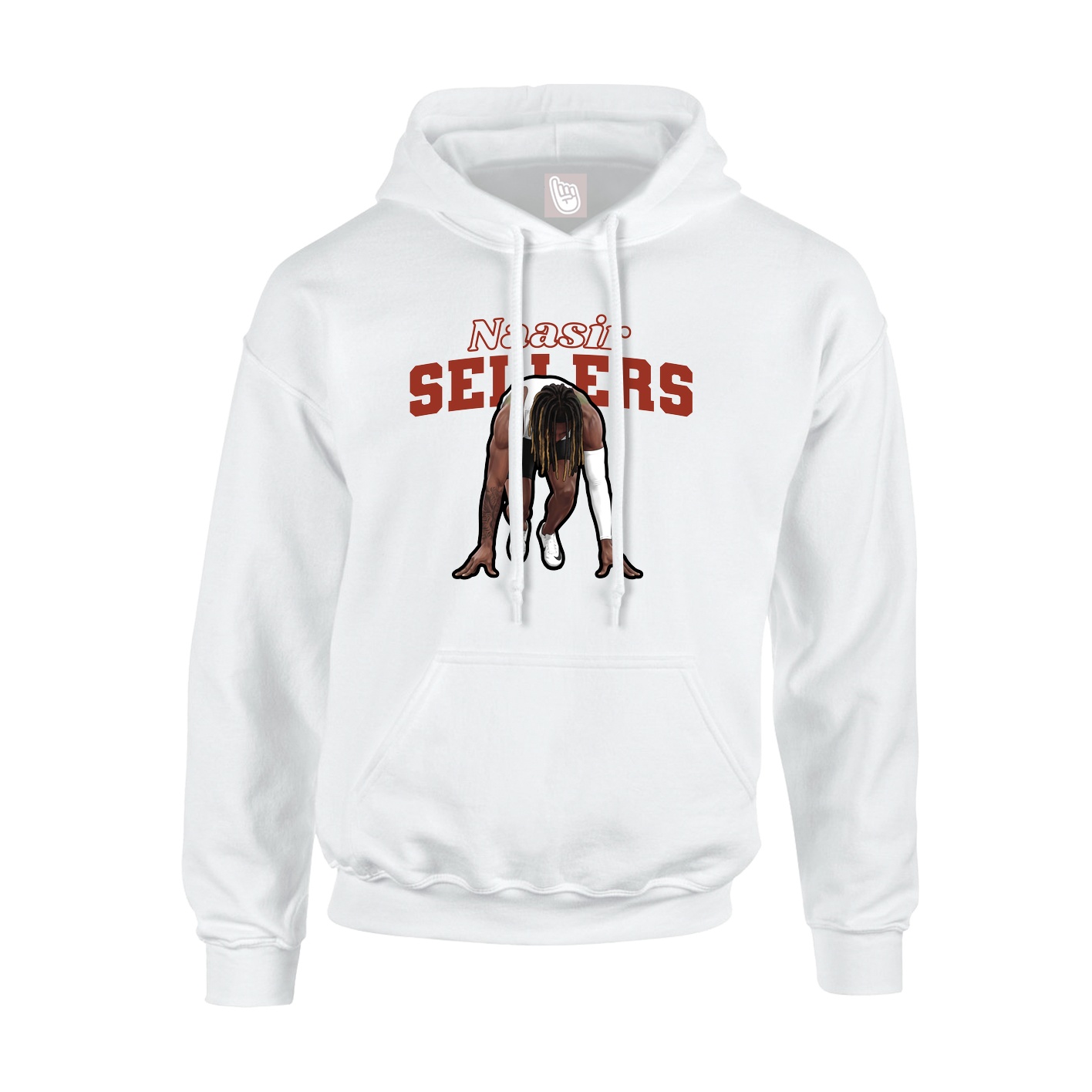 Youth Hoodie — Name Arch in White