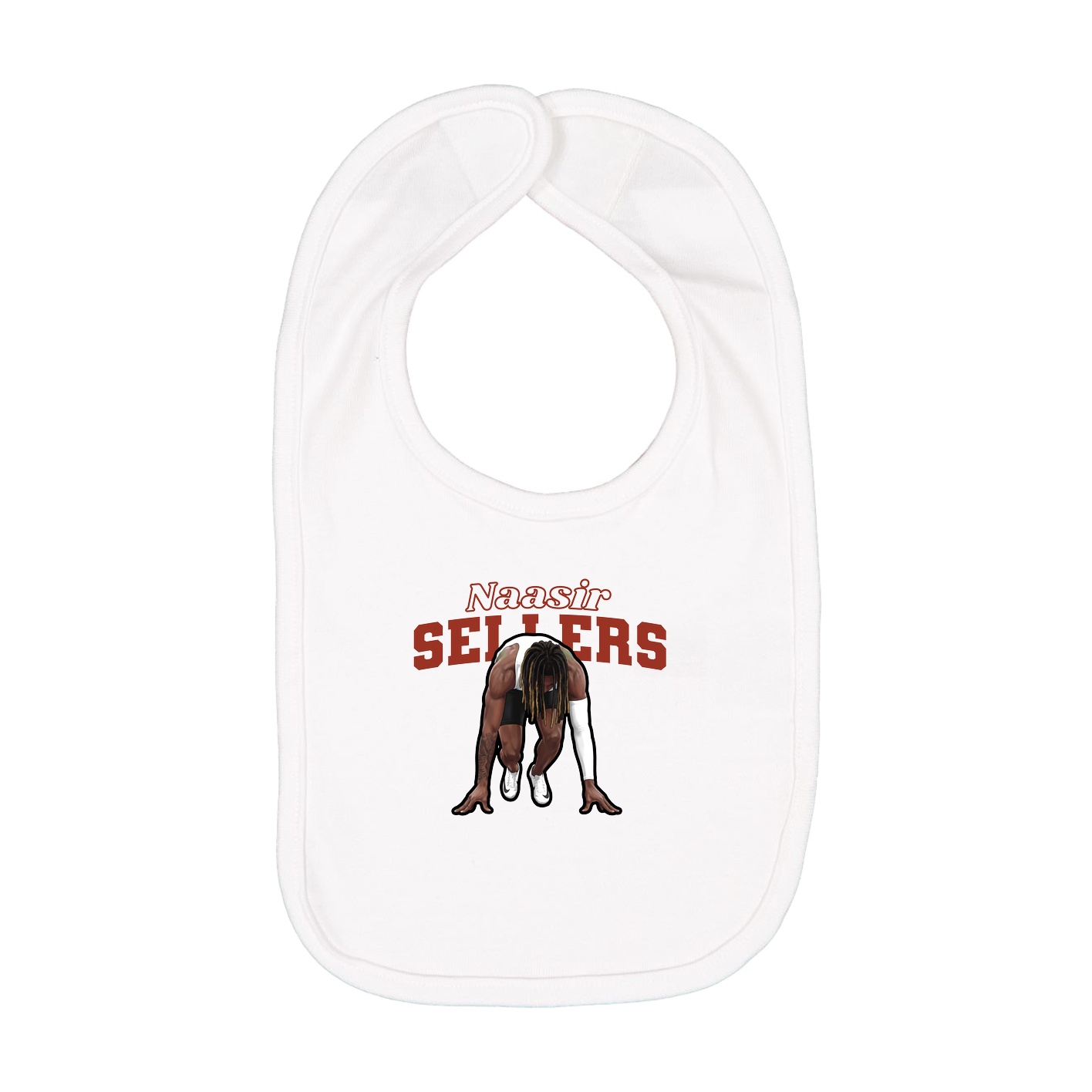 Infant Bib — Name Arch in White