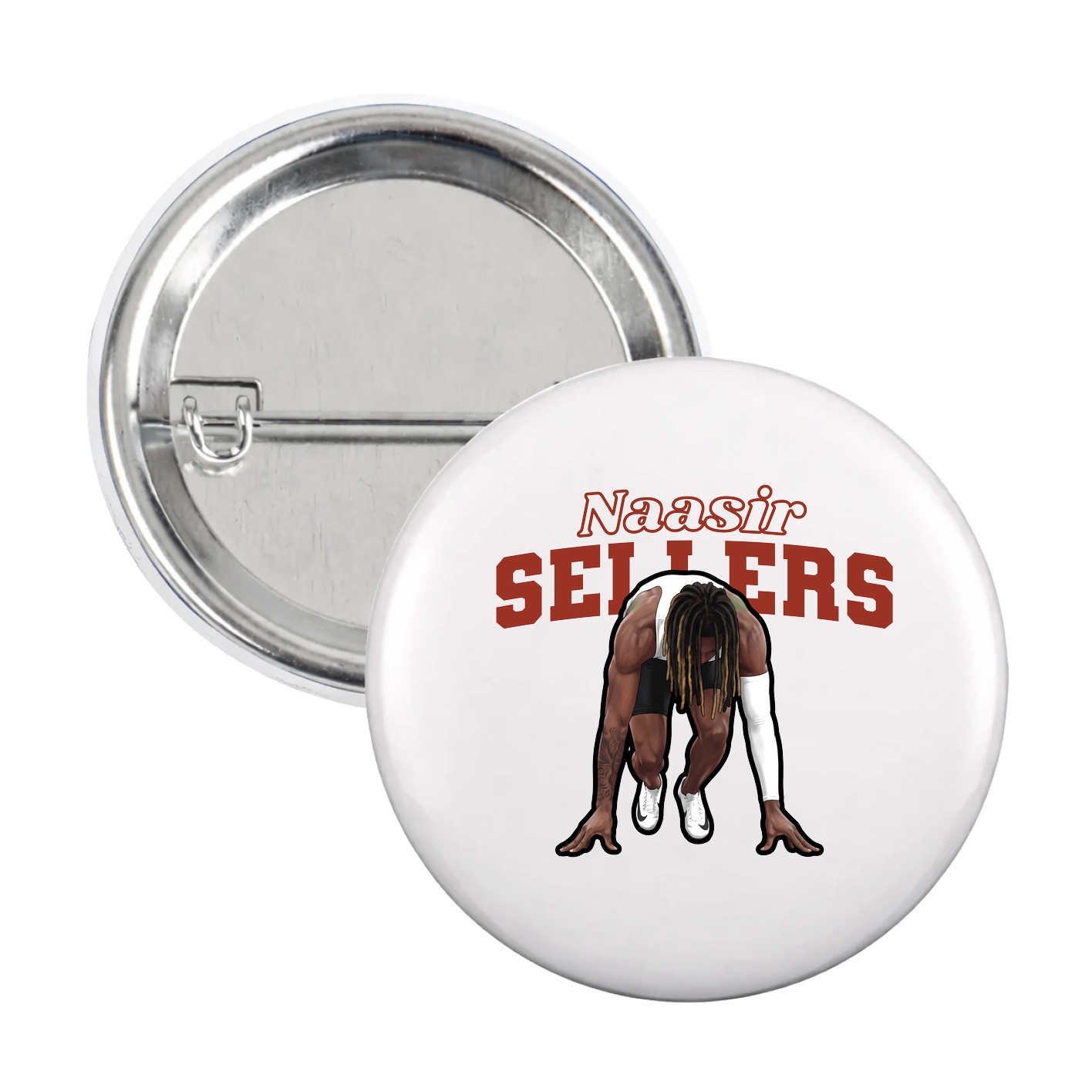 Game Day Button — Name Arch in White