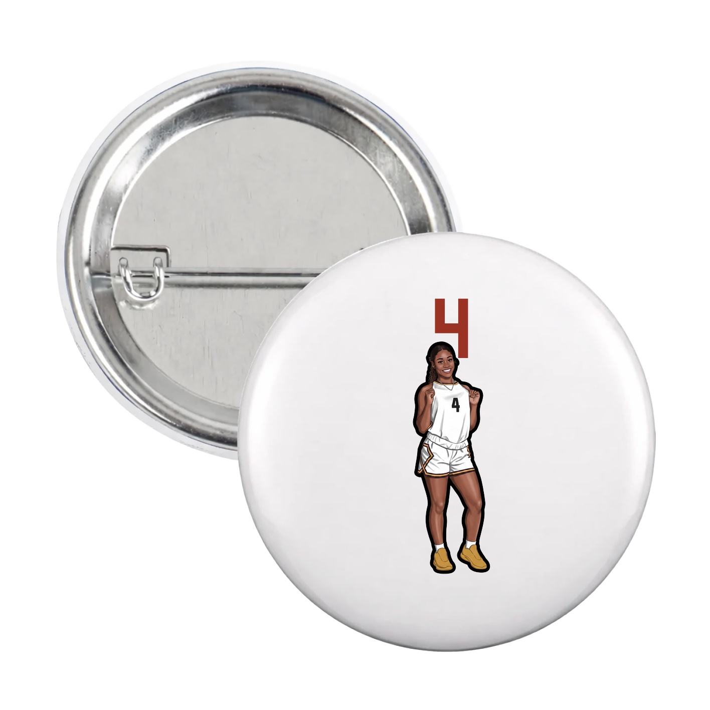 Game Day Button — Number Top in White