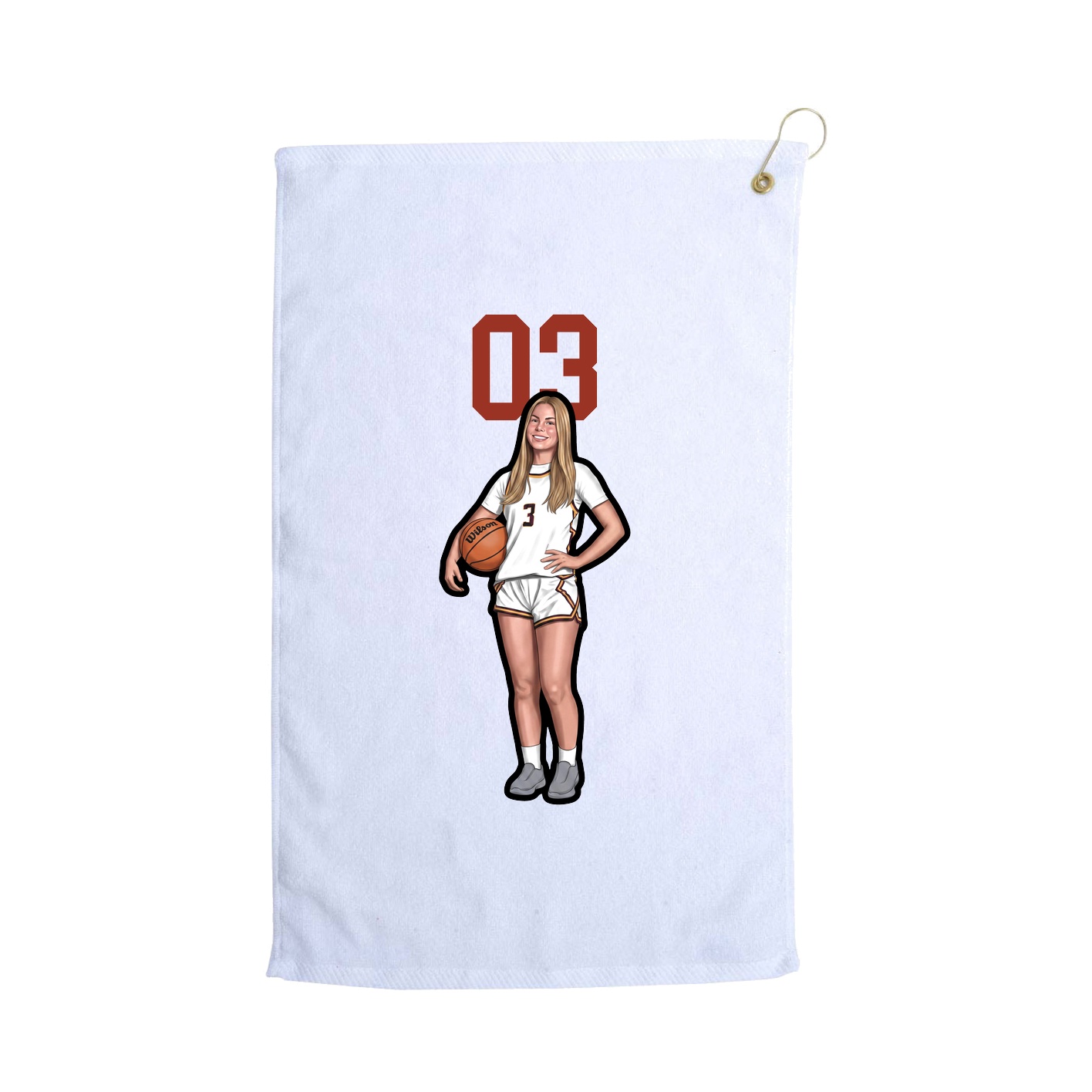Golf Towel — Number Top in White