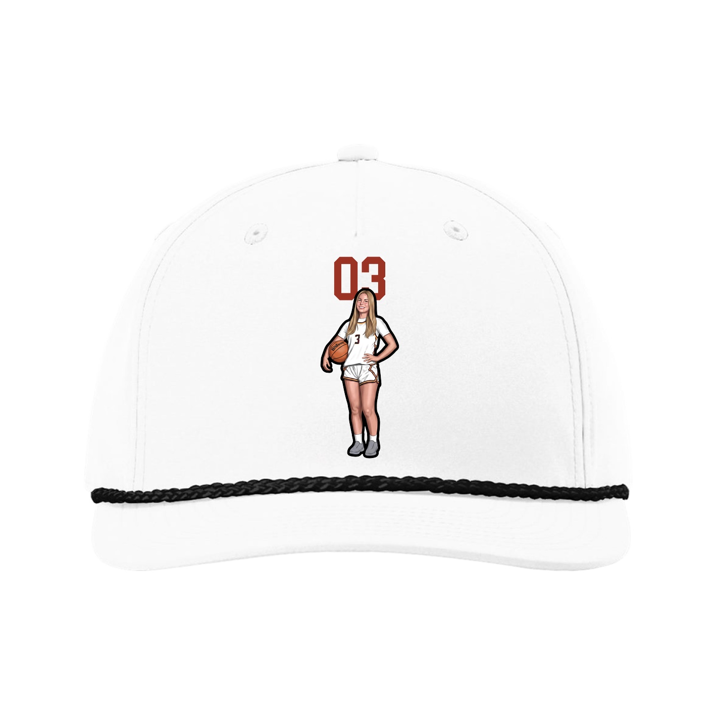 Five-Panel Classic Rope Cap — Number Top in White