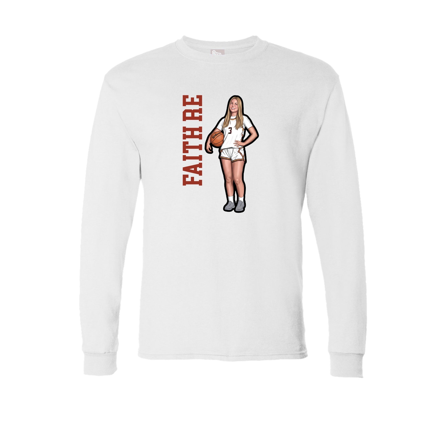 Long Sleeve Tee — Name Vertical in White