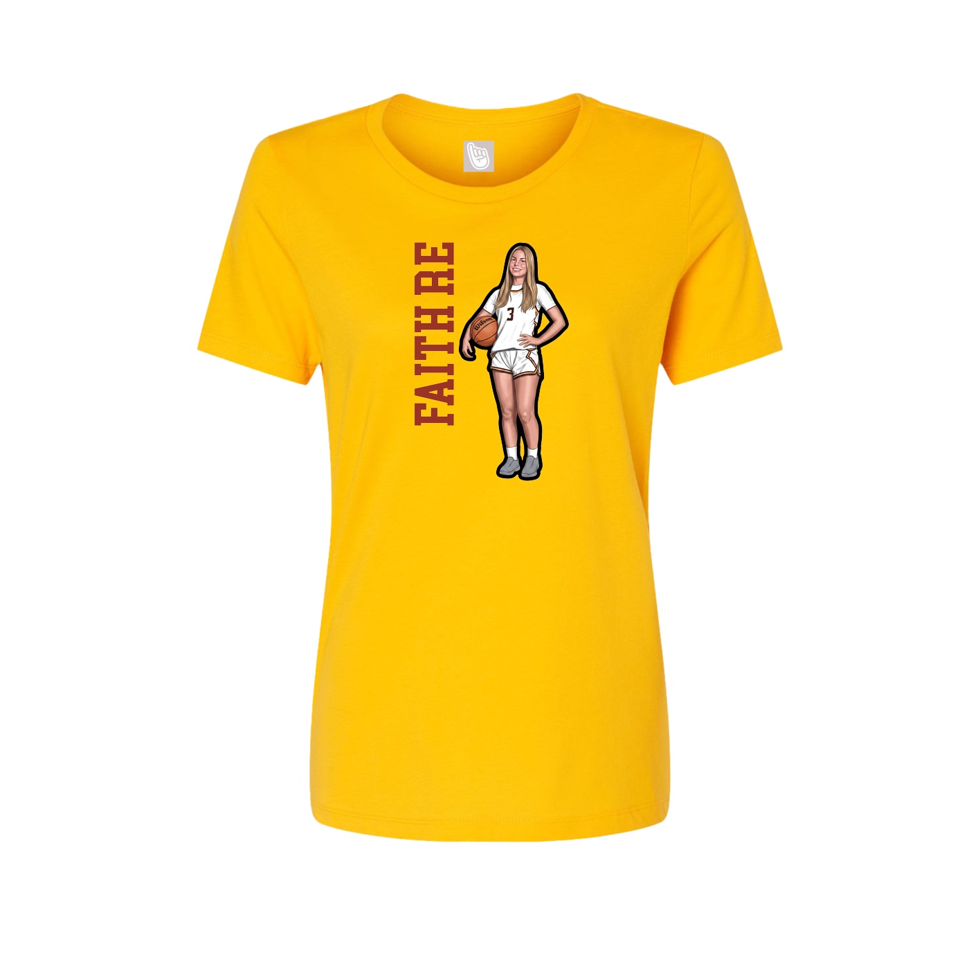 Fitted Women's Tee — Name Vertical in Gold