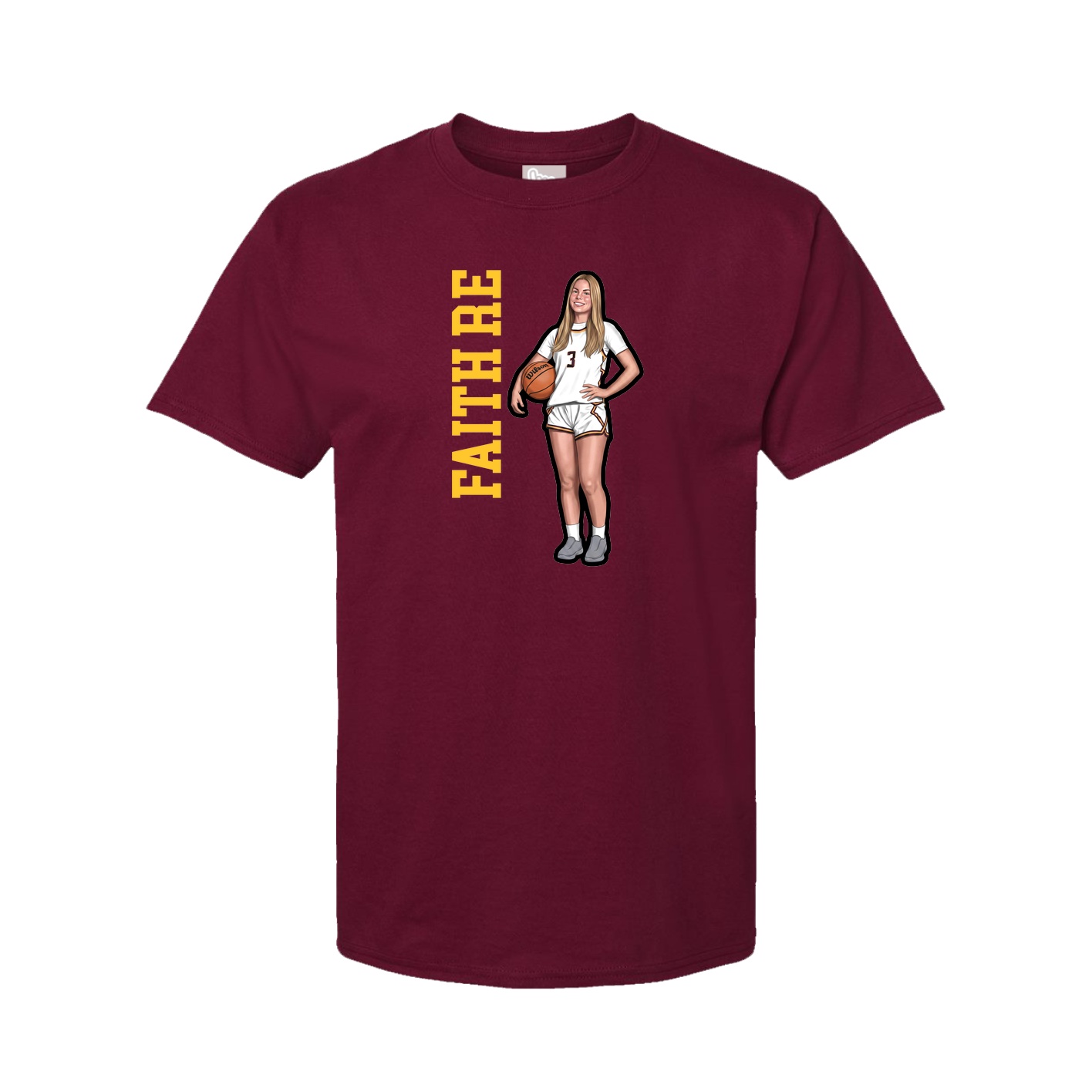 Youth Tee — Name Vertical in Cardinal