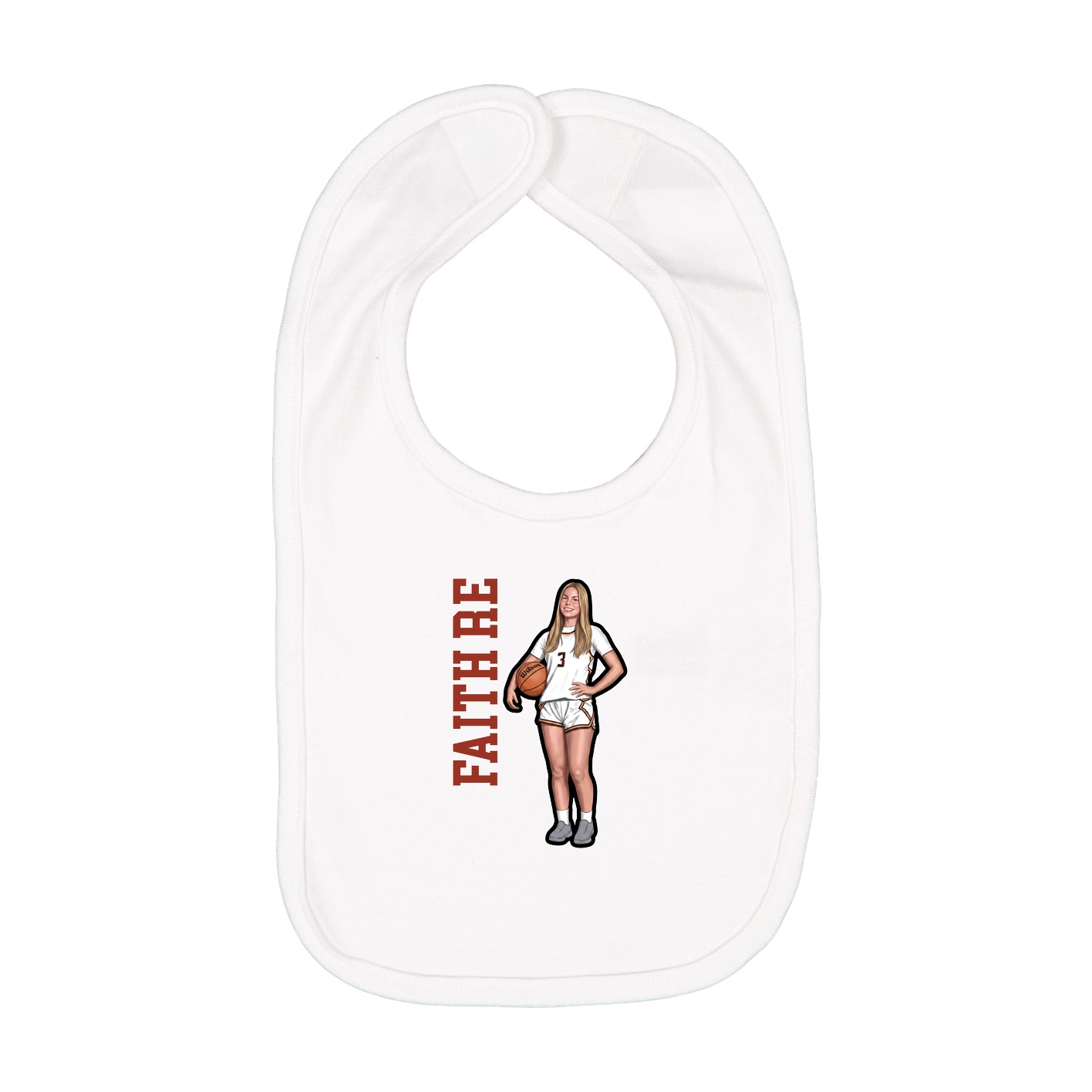 Infant Bib — Name Vertical in White