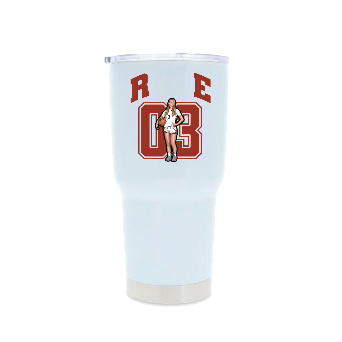 30oz Stainless Steel Tumbler — Number in White