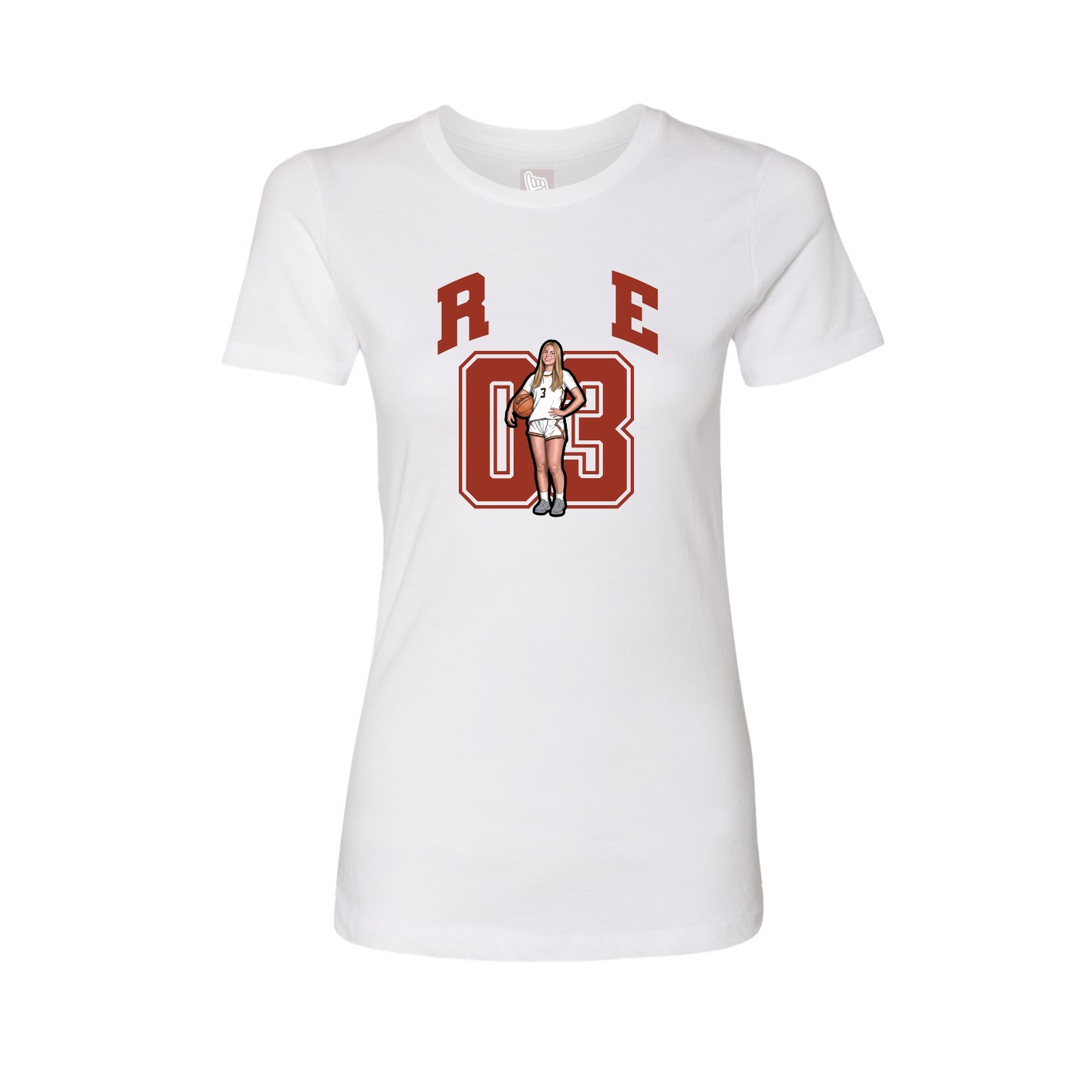 Fitted Women's Tee — Number in White