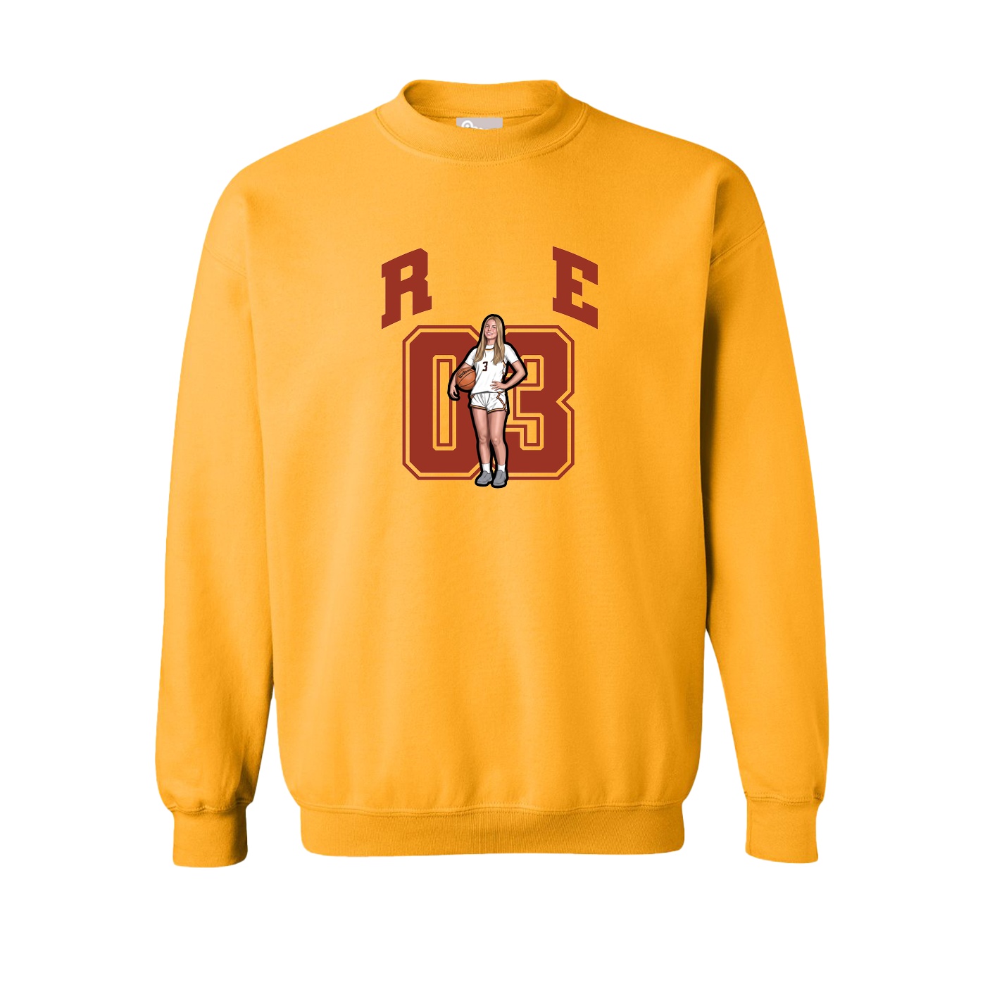 Fleece Crew — Number in Gold