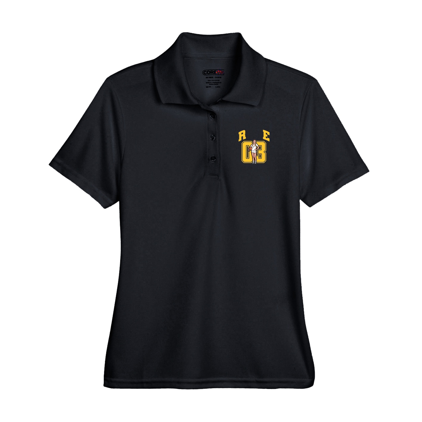 Performance Polo — Number in Black