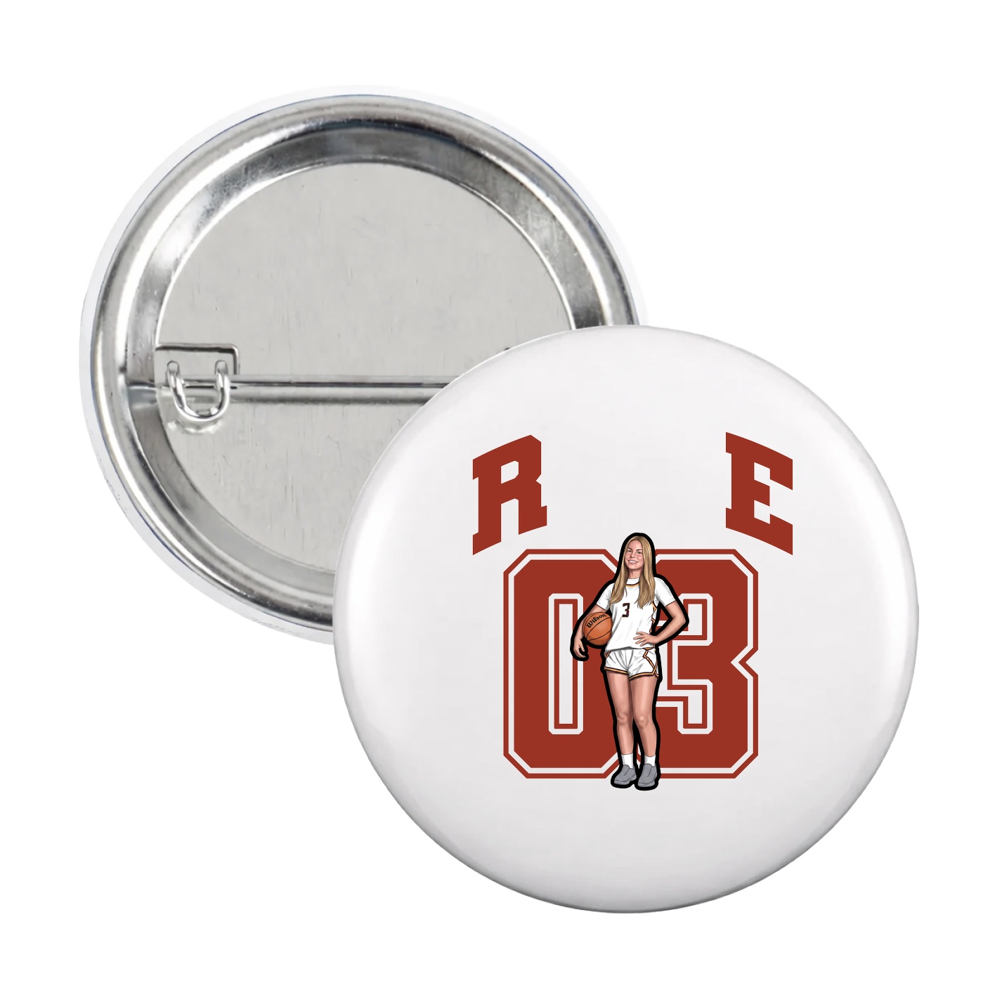 Game Day Button — Number in White