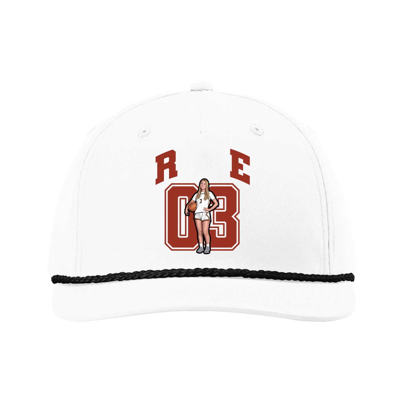Five-Panel Classic Rope Cap — Number in White