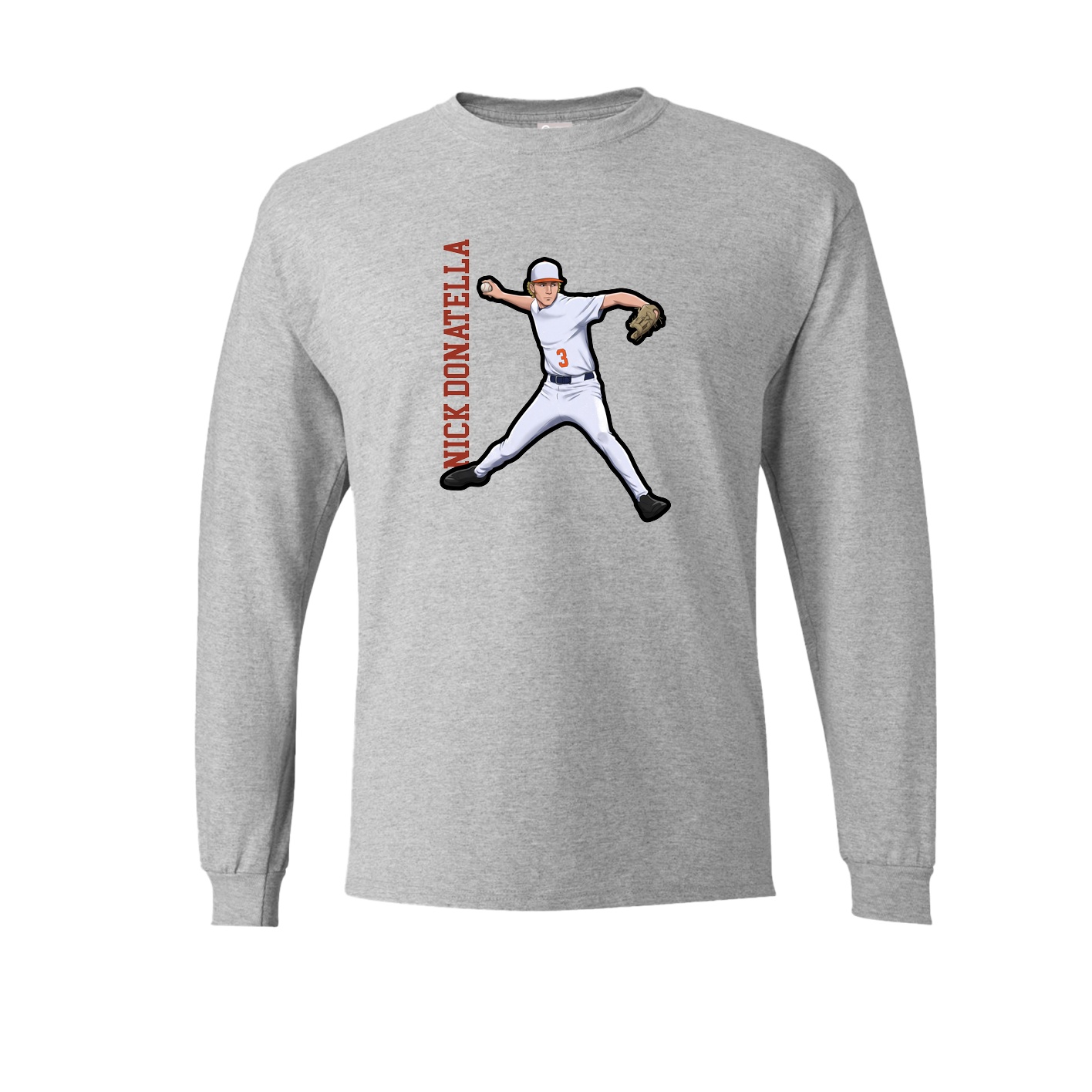 Long Sleeve Tee — Name Vertical in Grey