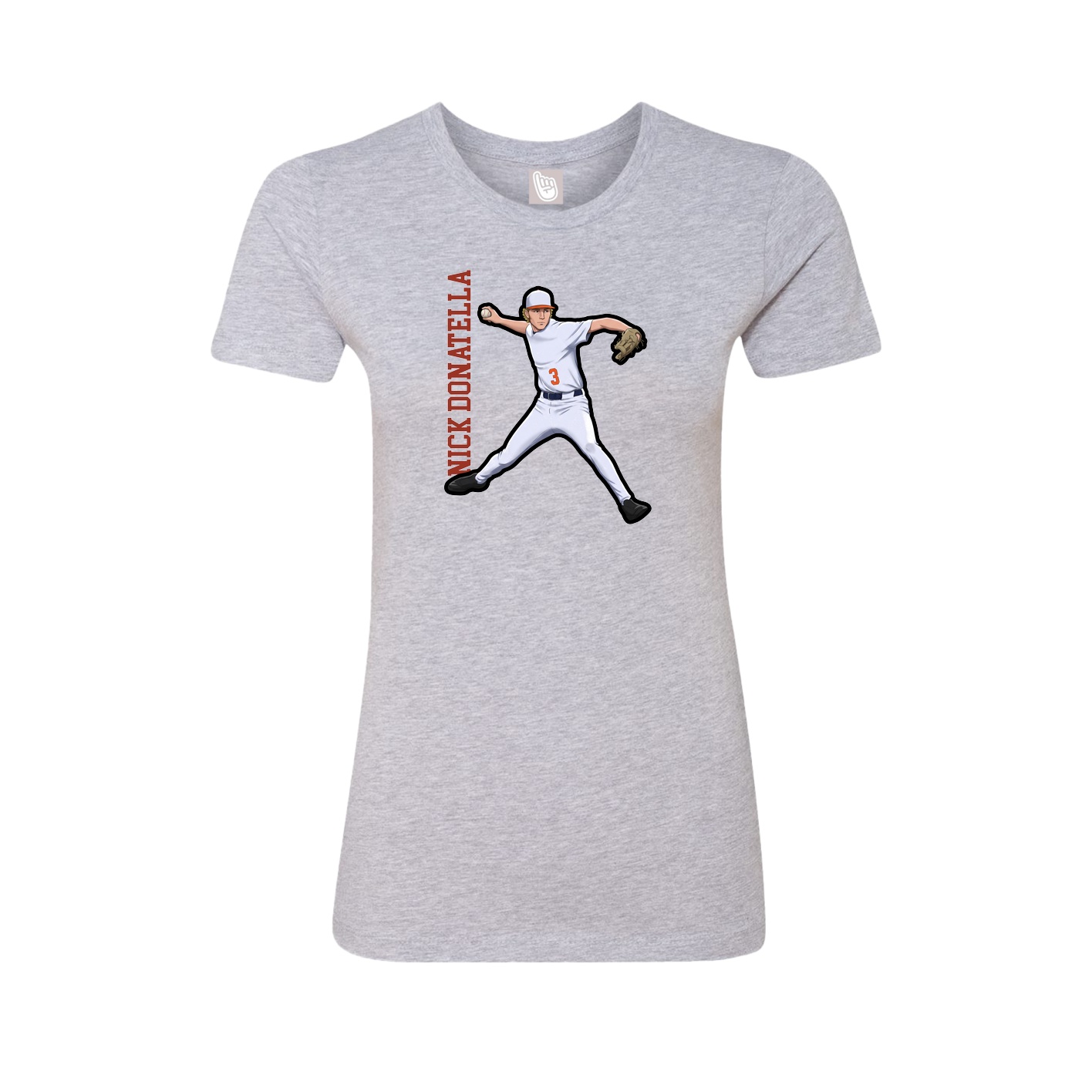 Fitted Women's Tee — Name Vertical in Grey