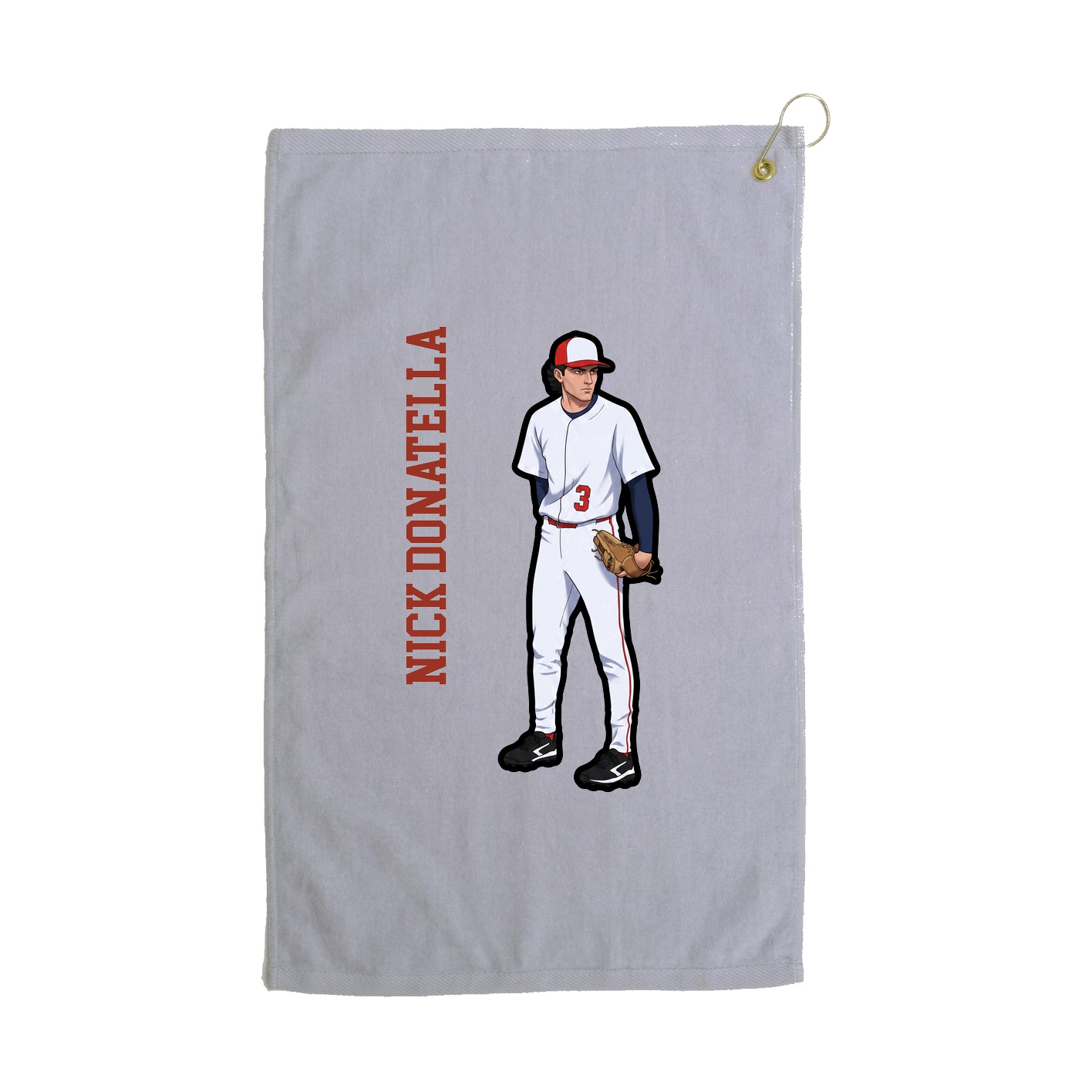 Golf Towel — Name Vertical in Grey