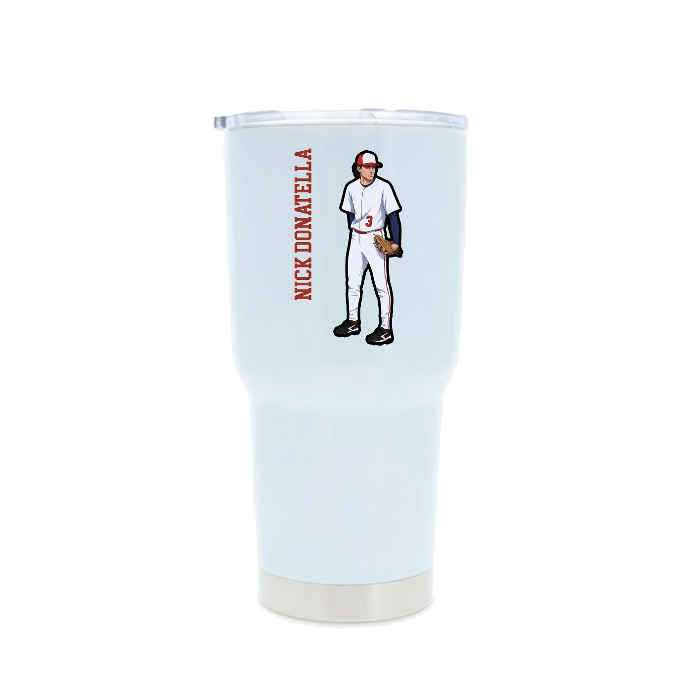 30oz Stainless Steel Tumbler — Name Vertical in White