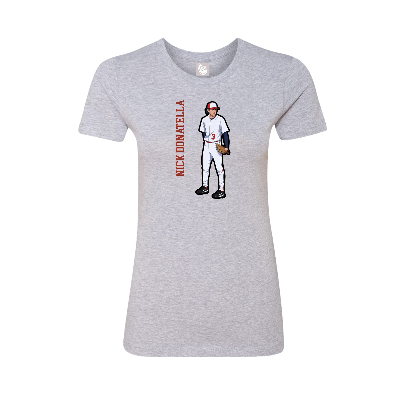 Fitted Women's Tee — Name Vertical in Grey