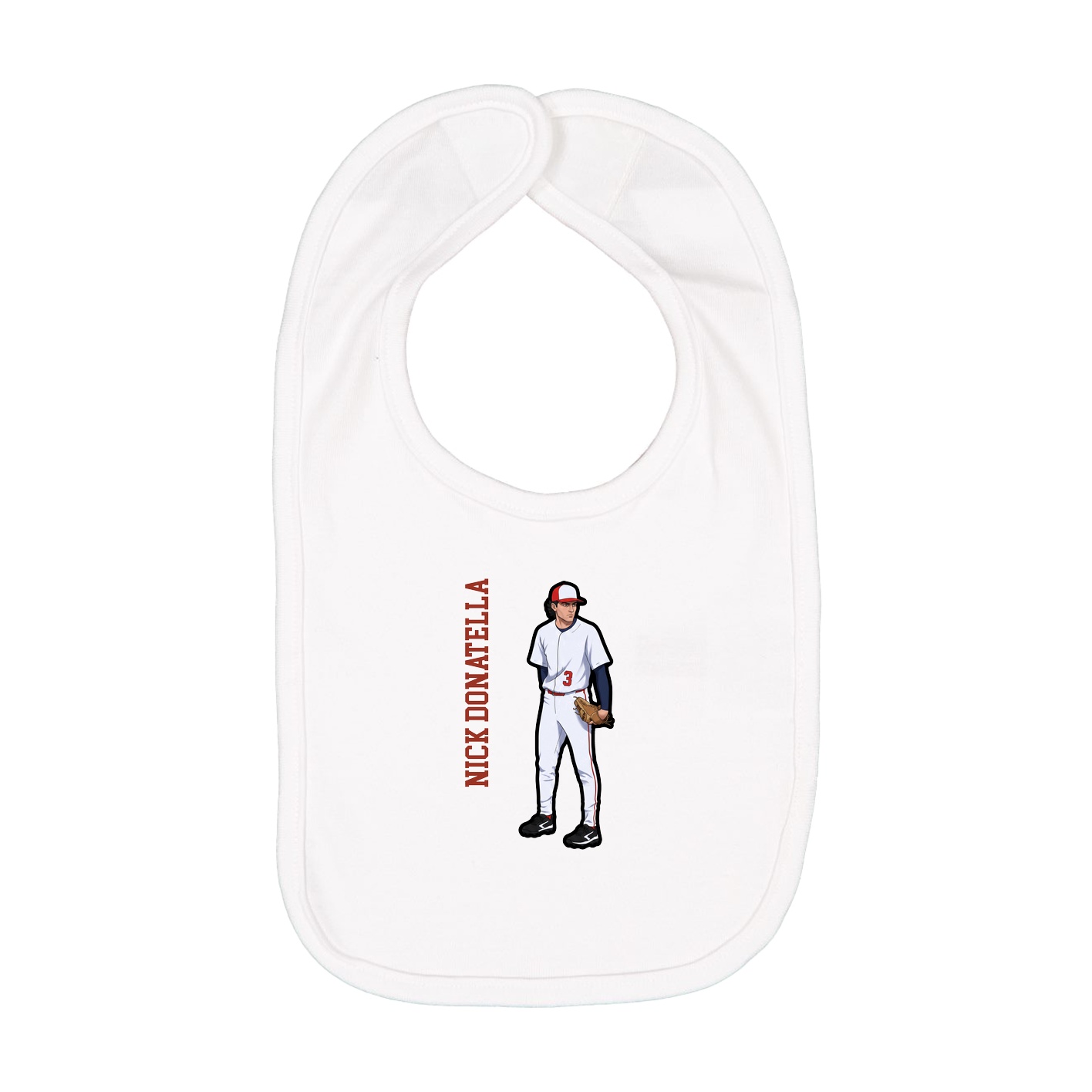 Infant Bib — Name Vertical in White