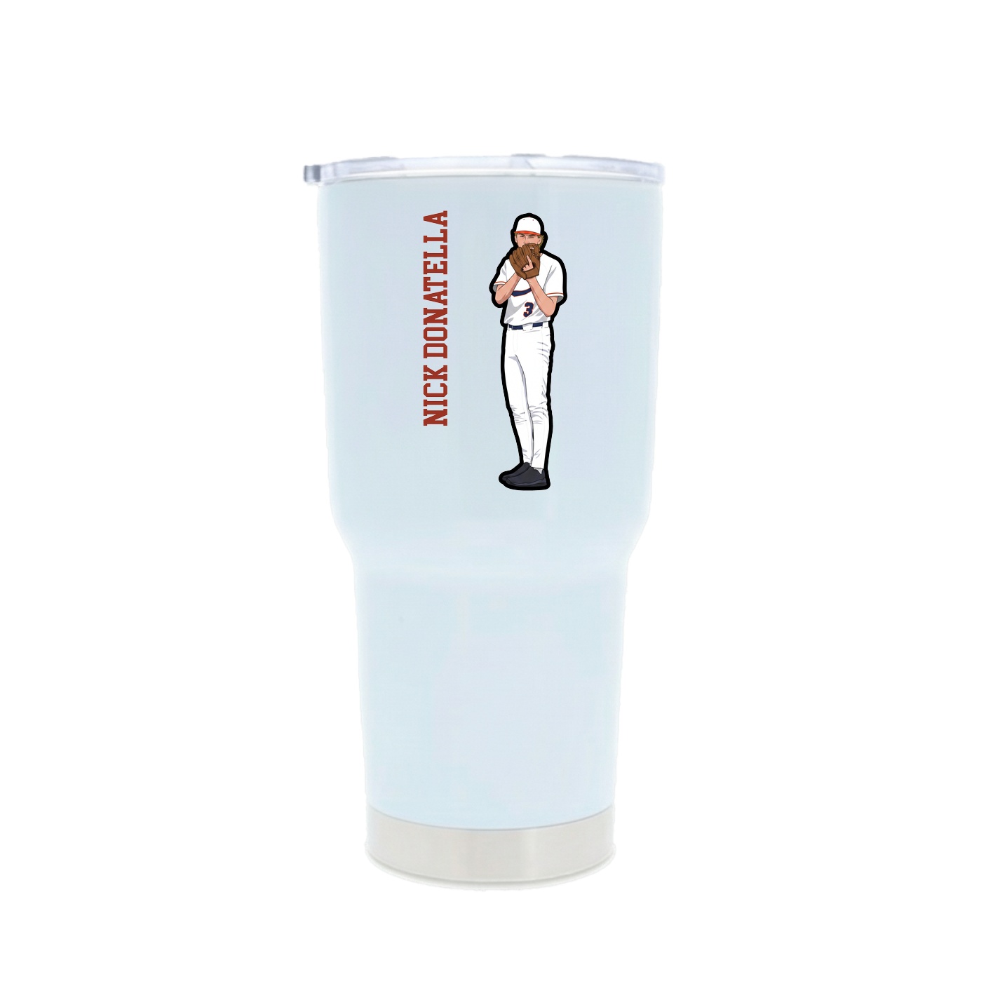 30oz Stainless Steel Tumbler — Name Vertical in White