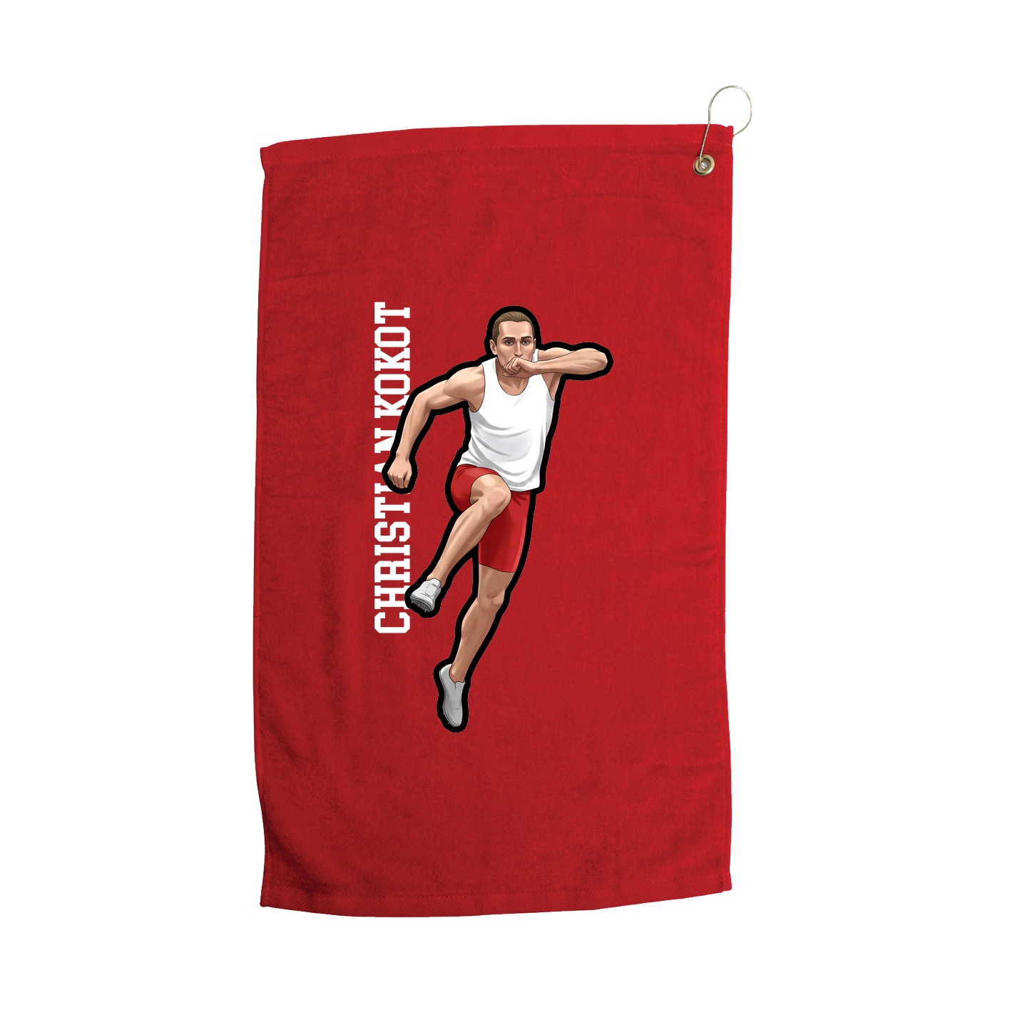 Golf Towel — Name Vertical in Red