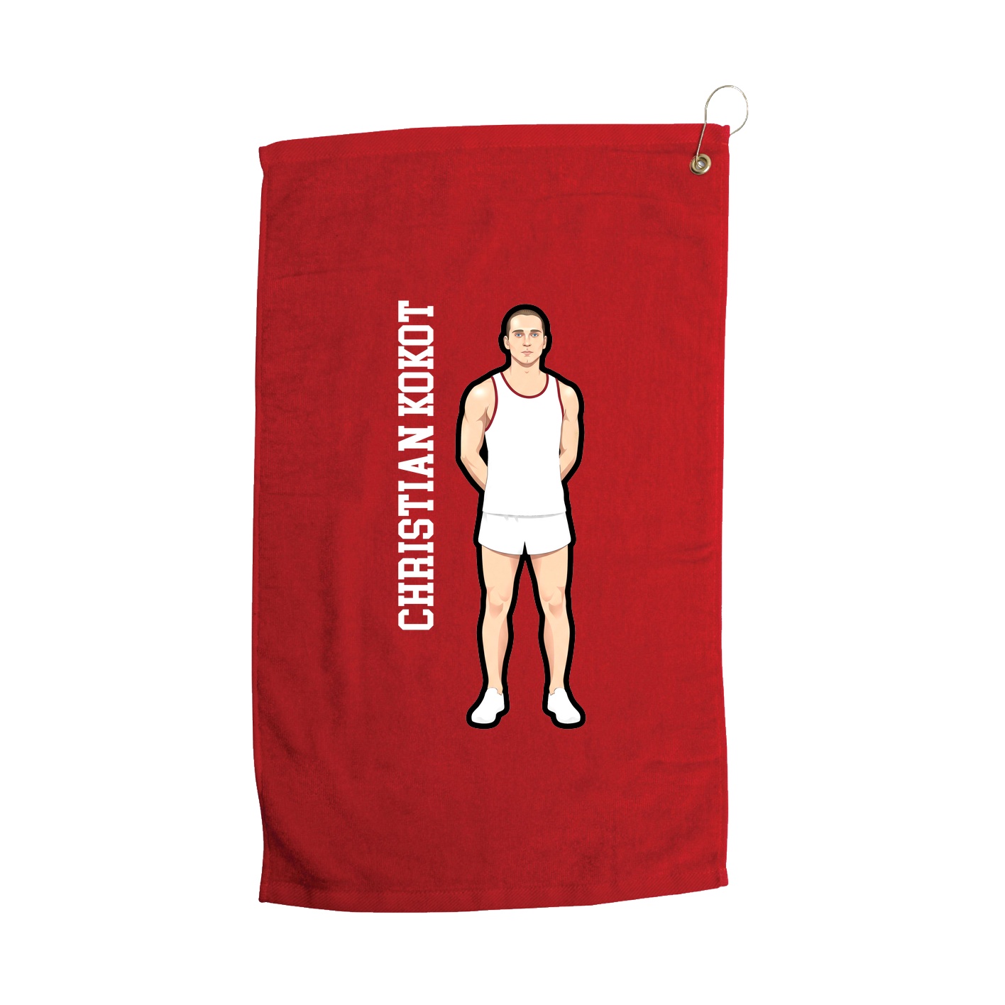 Golf Towel — Name Vertical in Red