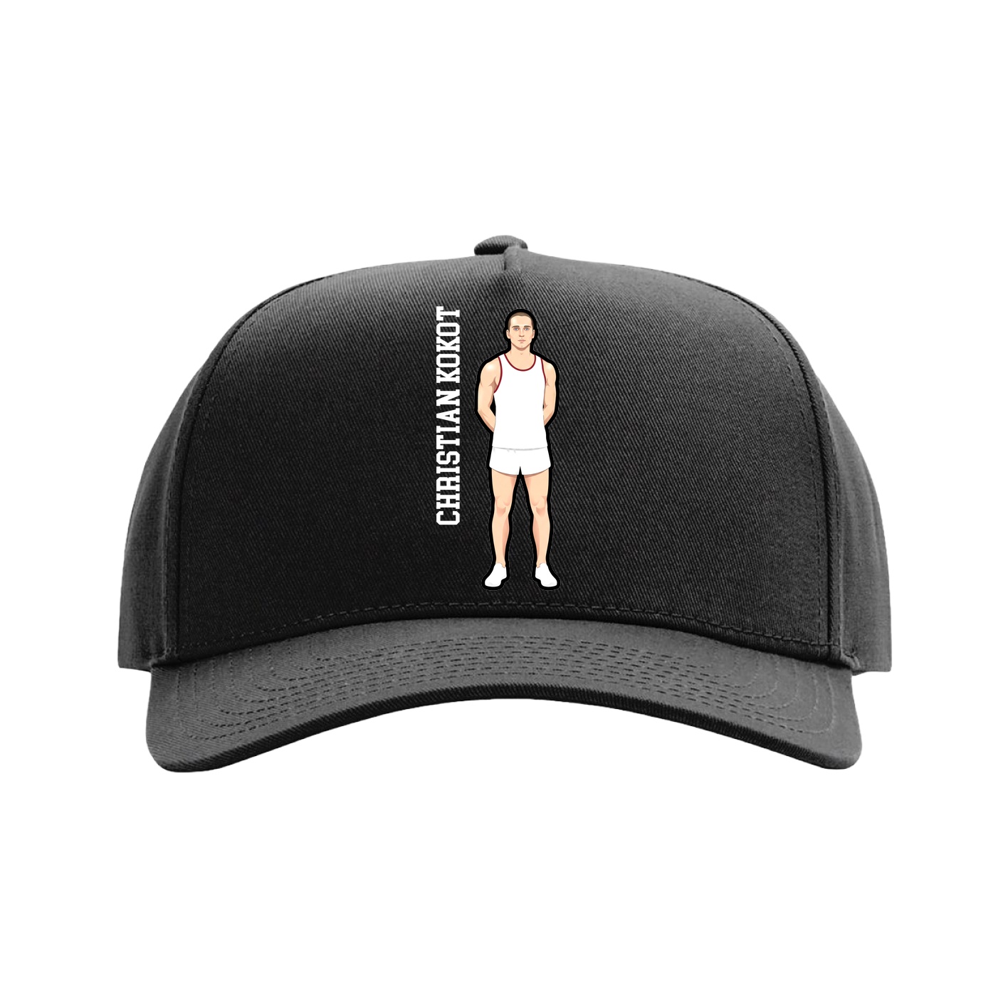 Full Fabric Five-Panel Champ Cap — Name Vertical in Black