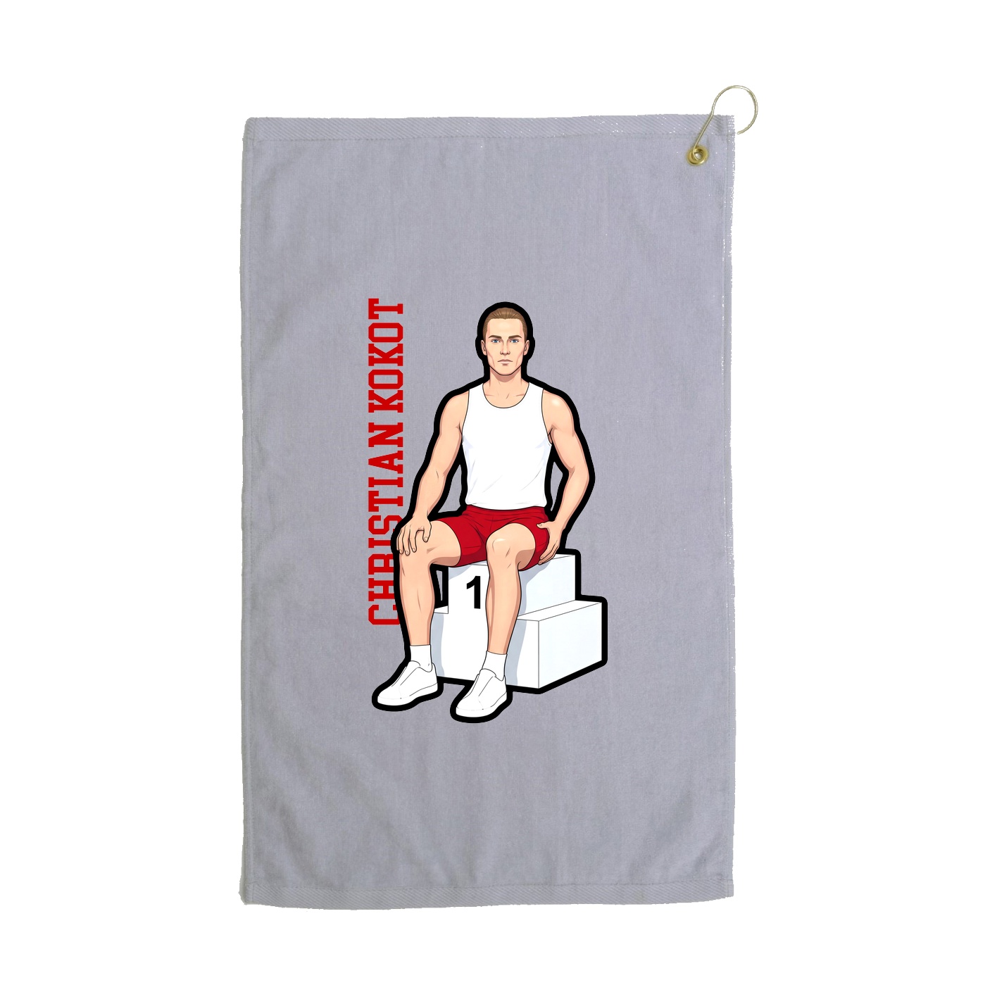 Golf Towel — Name Vertical in Grey