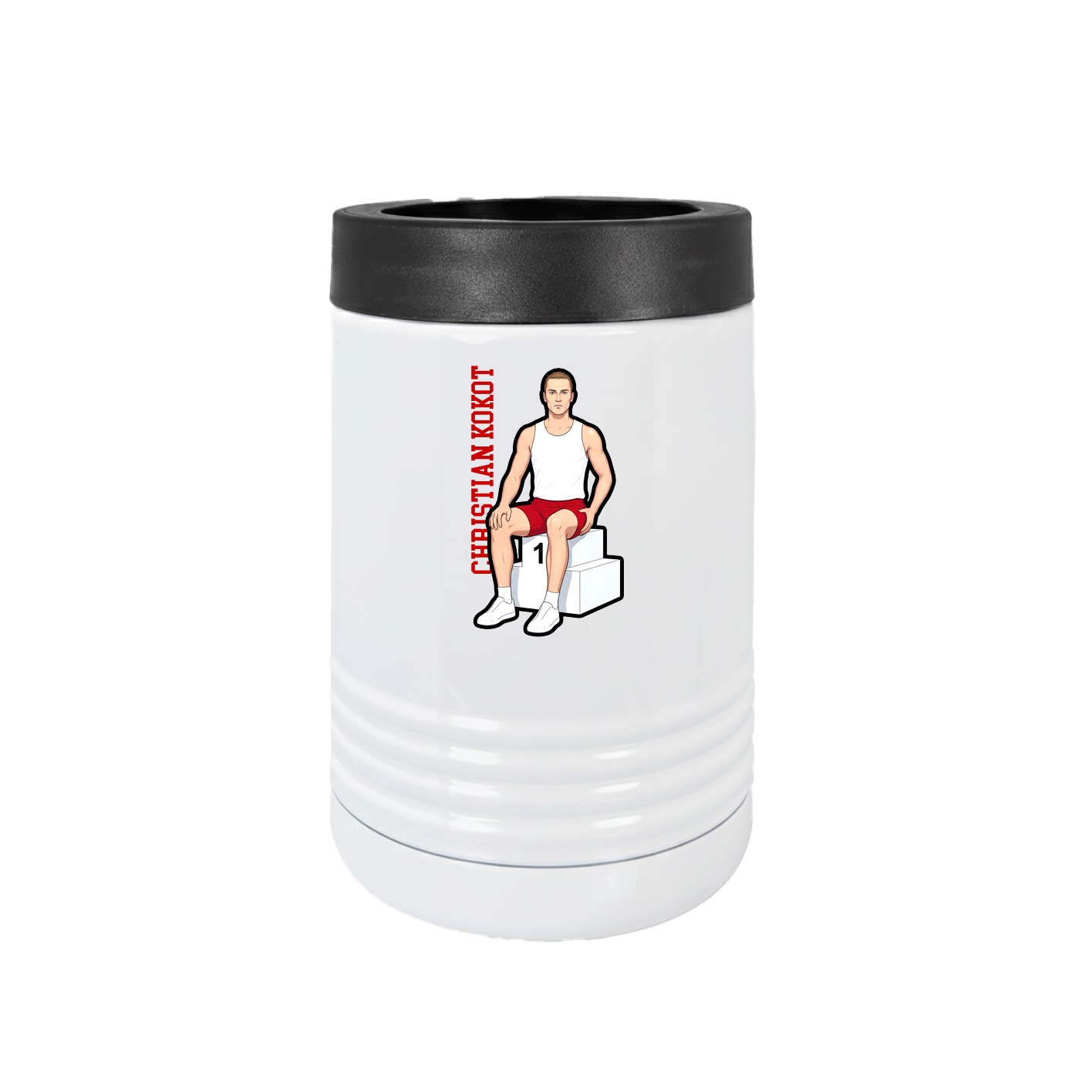 Beverage Holder — Name Vertical in White