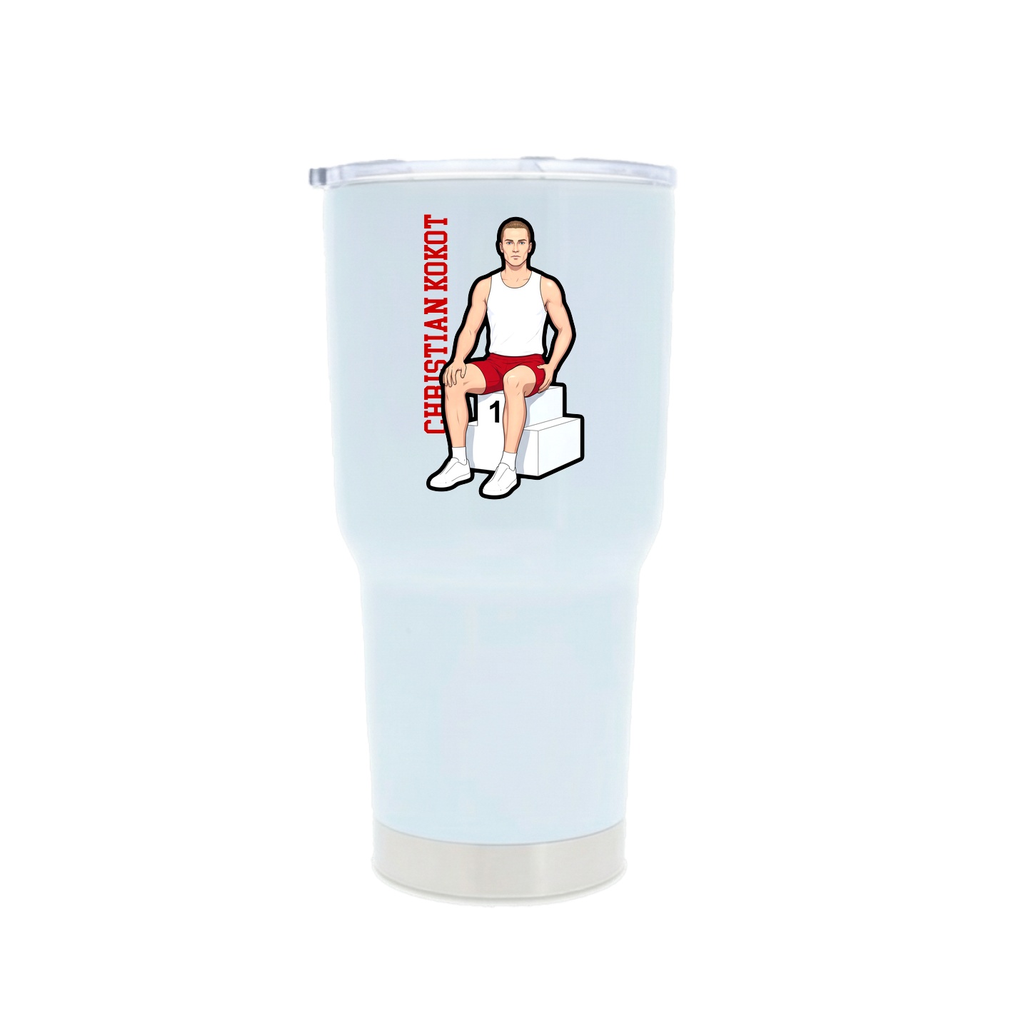 30oz Stainless Steel Tumbler — Name Vertical in White