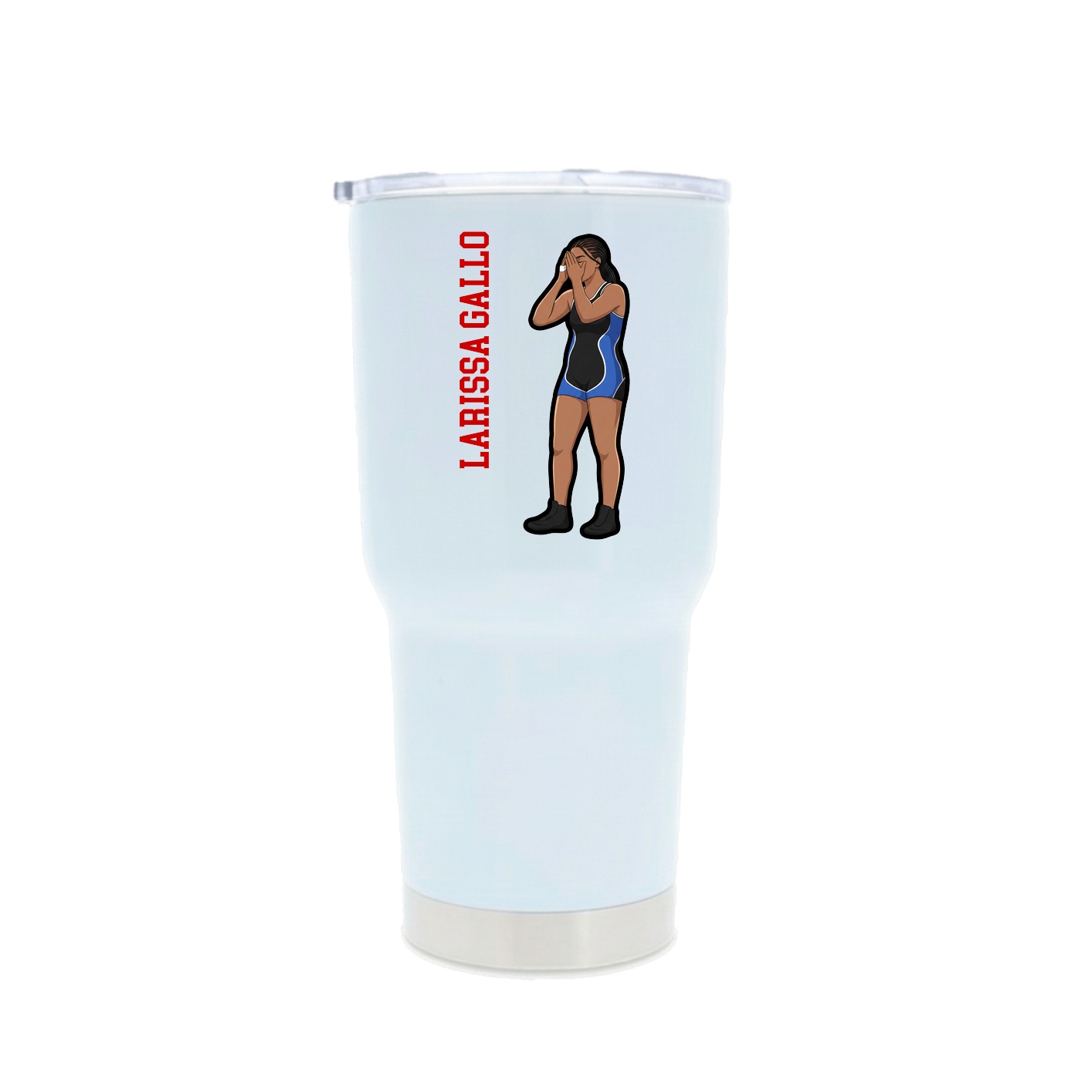 30oz Stainless Steel Tumbler — Name Vertical in White
