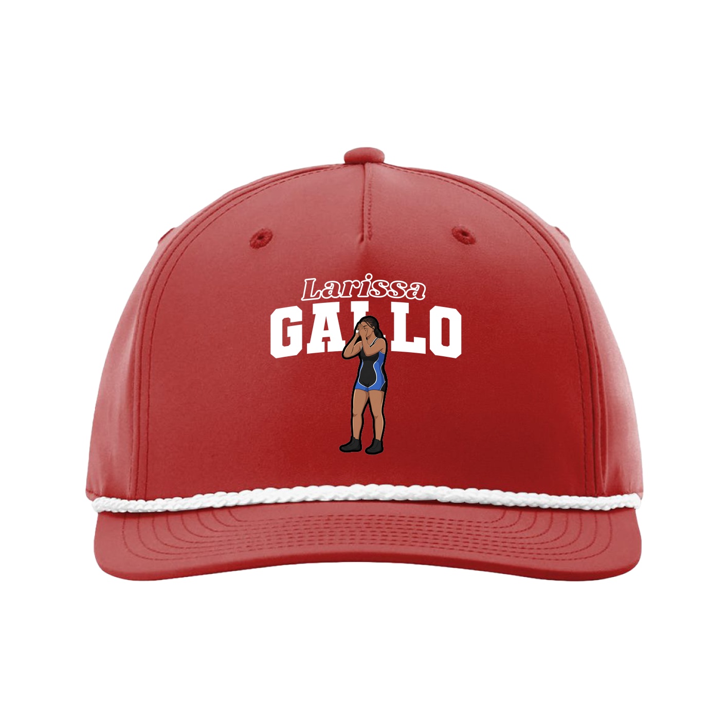Five-Panel Classic Rope Cap — Name Arch in Red