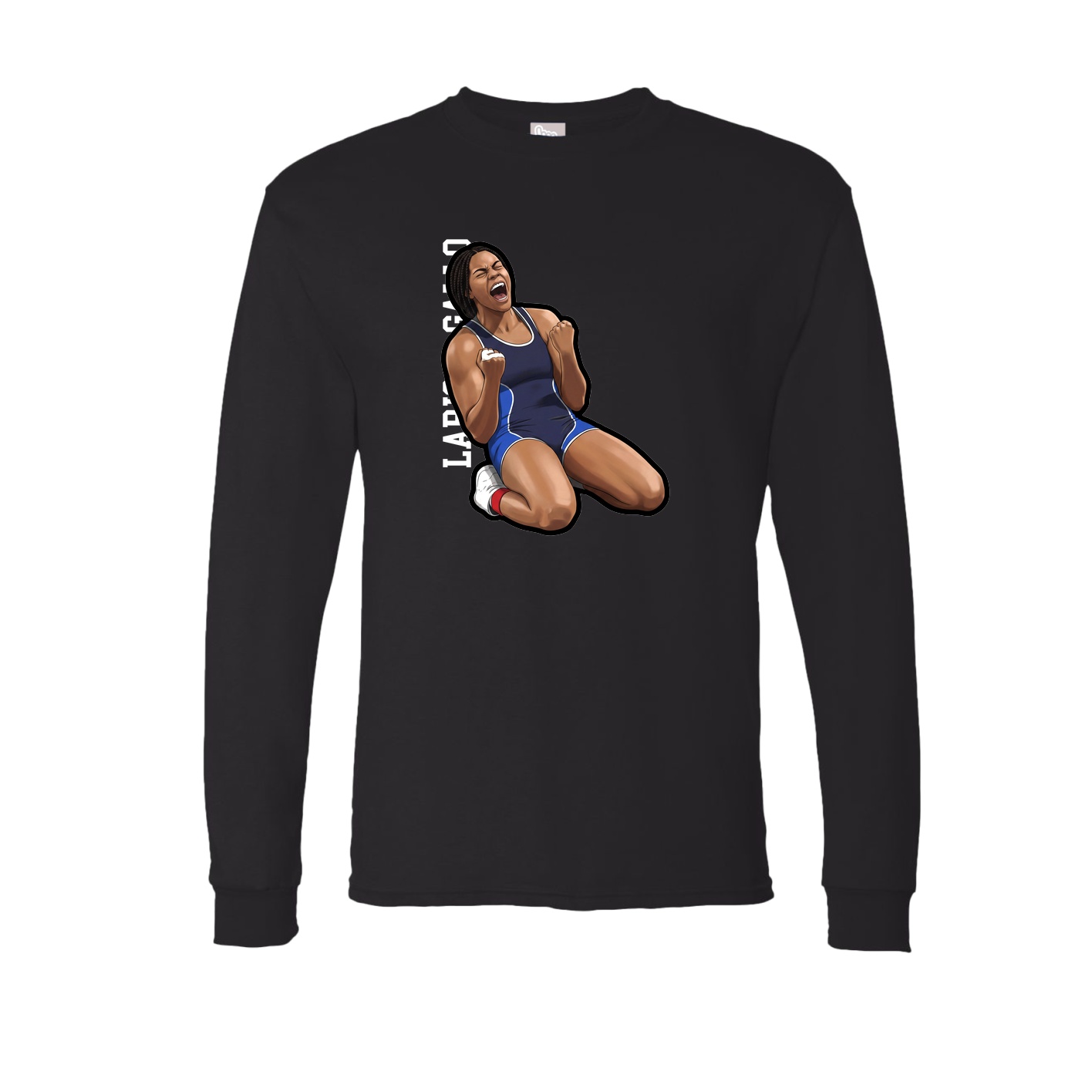 Long Sleeve Tee — Name Vertical in Black