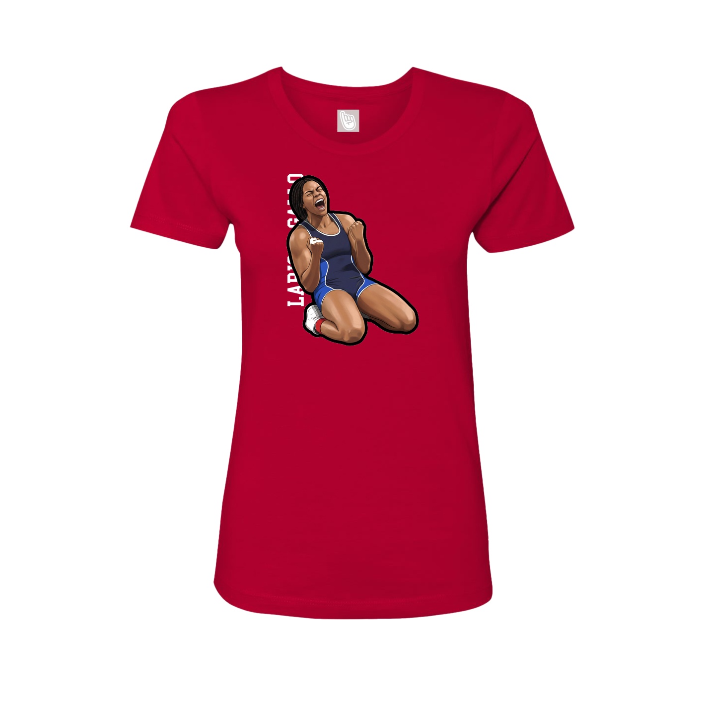 Fitted Women's Tee — Name Vertical in Red