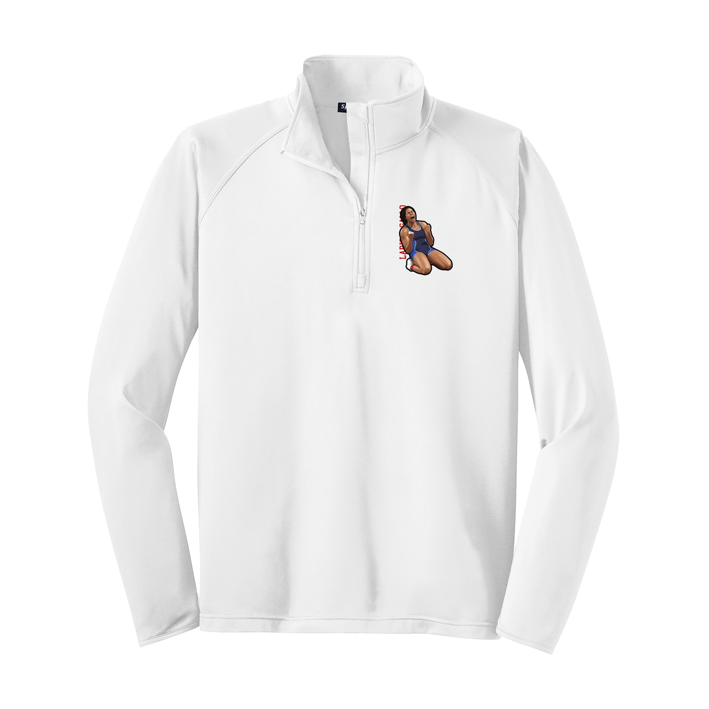 Q-Zip Pullover — Name Vertical in White