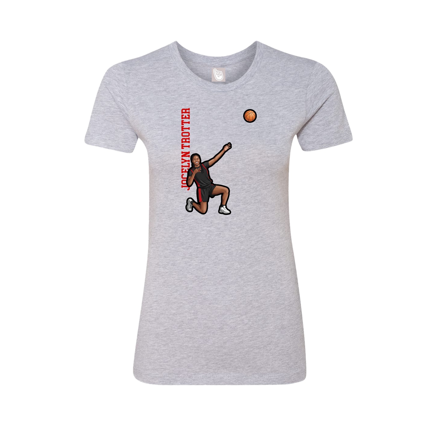 Fitted Women's Tee — Name Vertical in Grey