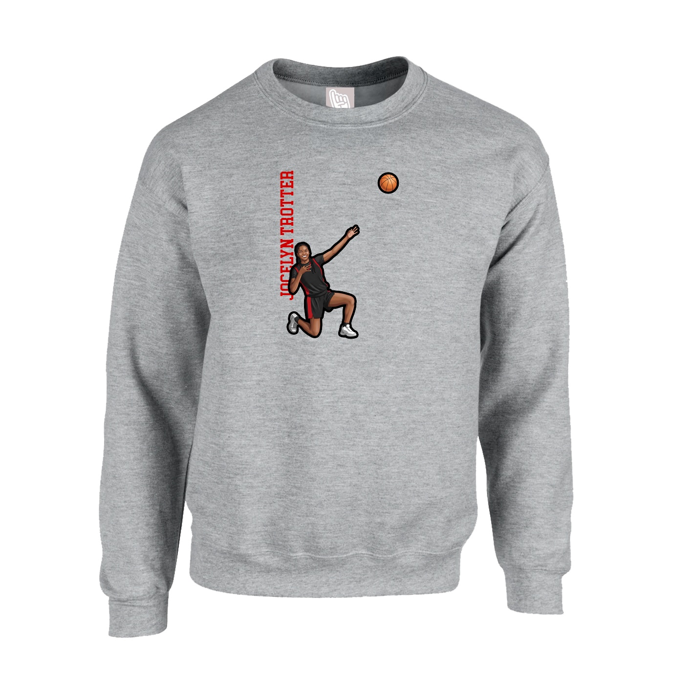 Fleece Crew — Name Vertical in Grey