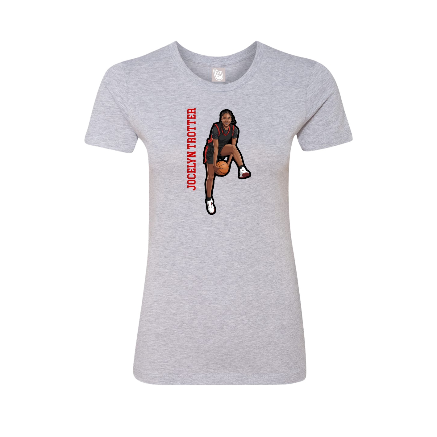 Fitted Women's Tee — Name Vertical in Grey