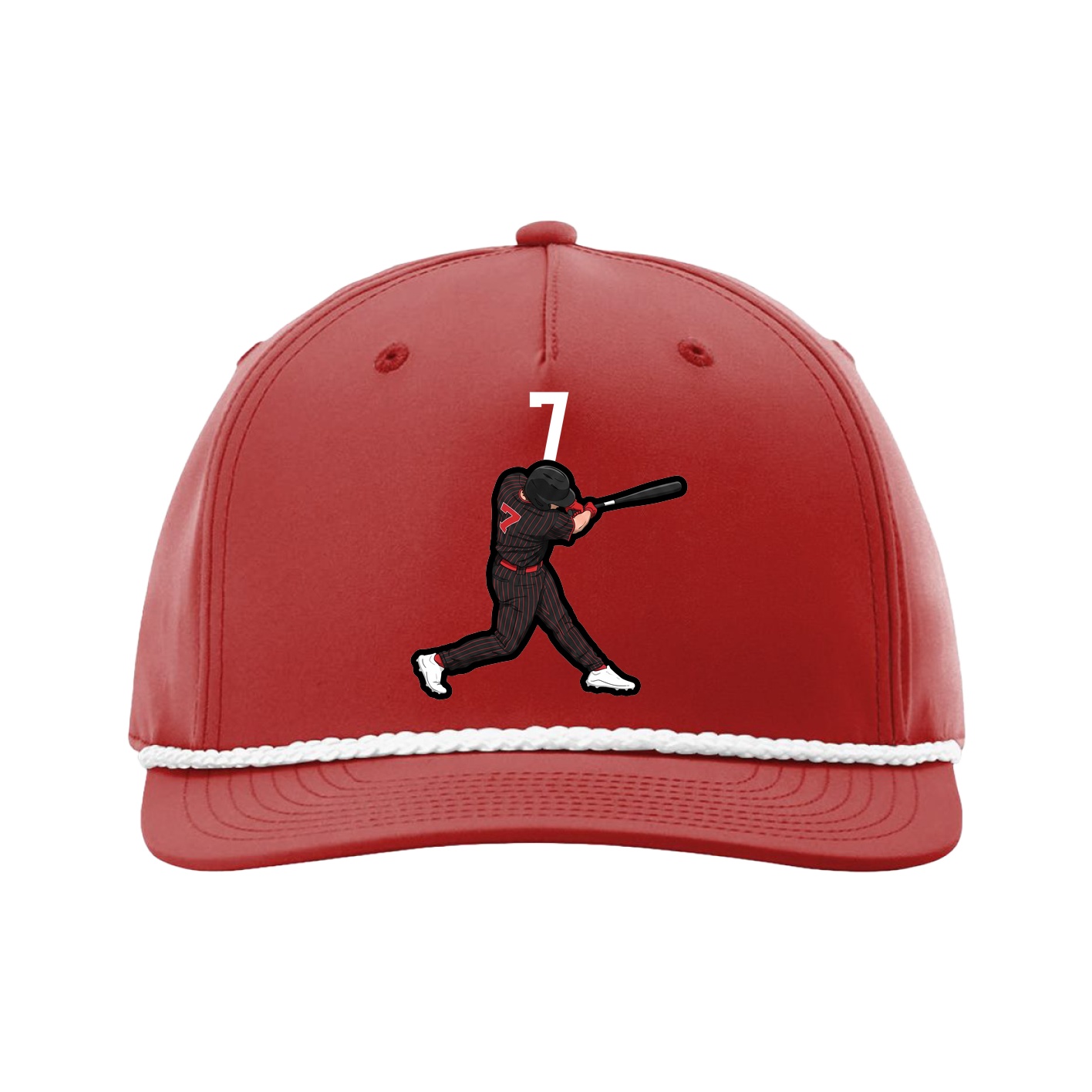 Five-Panel Classic Rope Cap — Number Top in Red