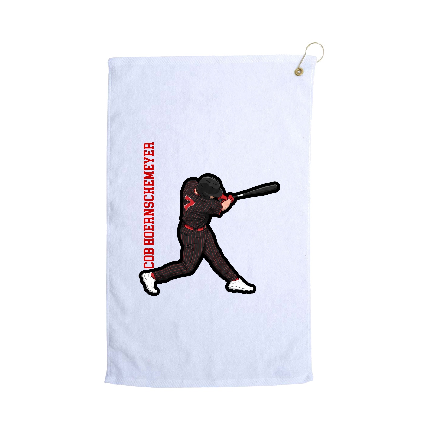Golf Towel — Name Vertical in White